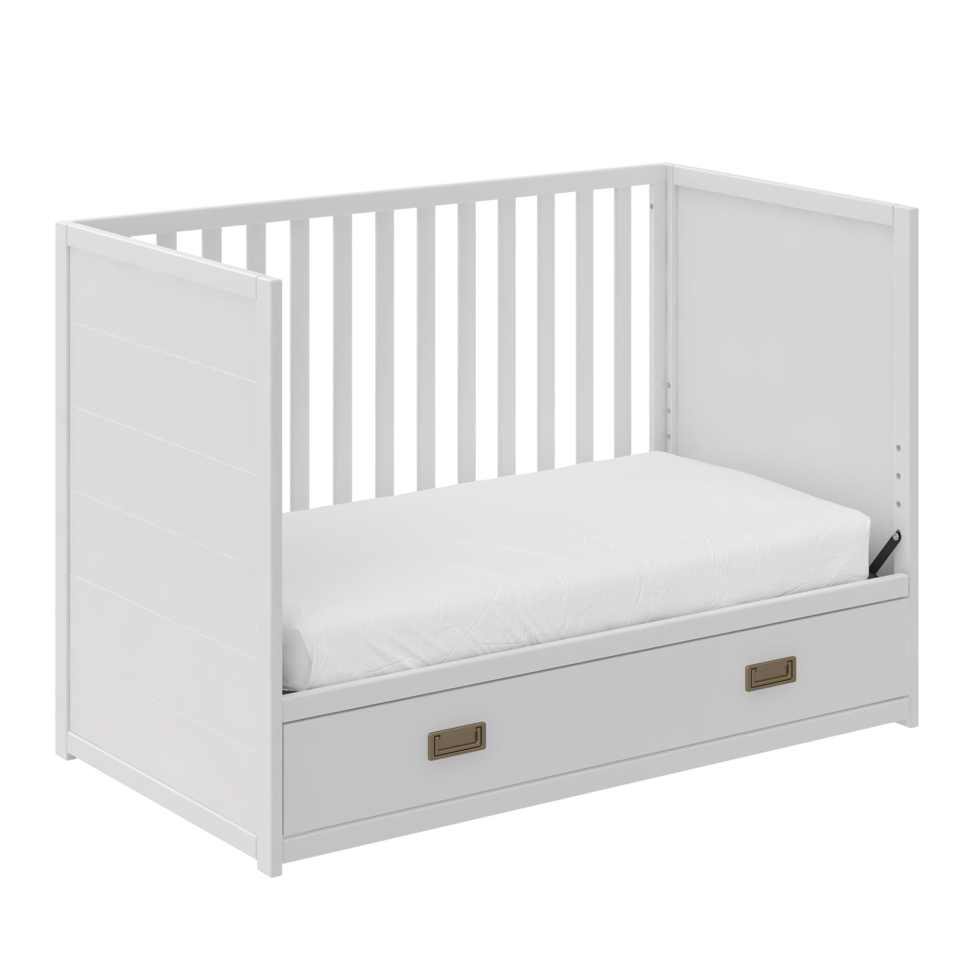 Haven 3 in 1 Convertible Wood Storage Crib - White