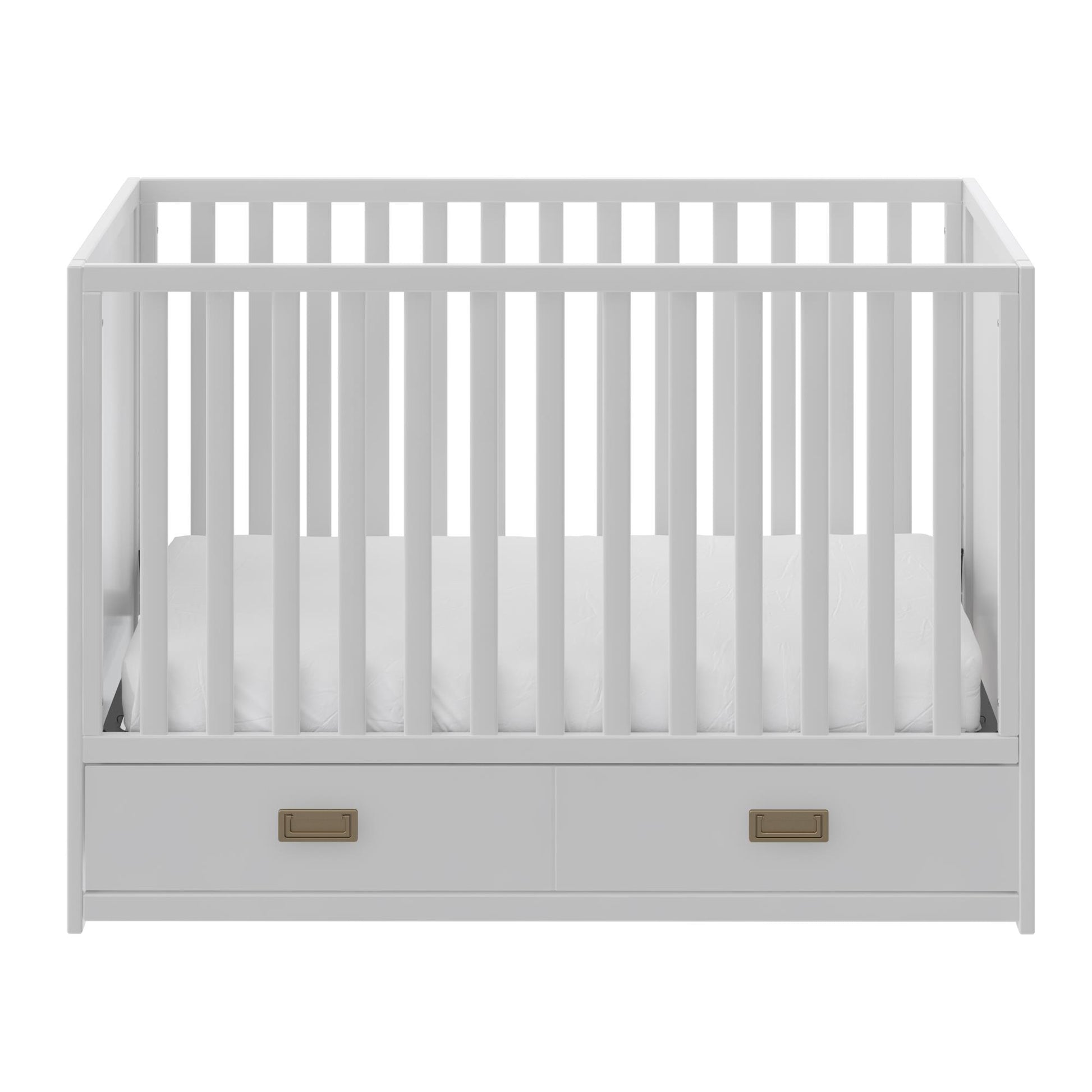 Haven 3 in 1 Convertible Wood Storage Crib - White