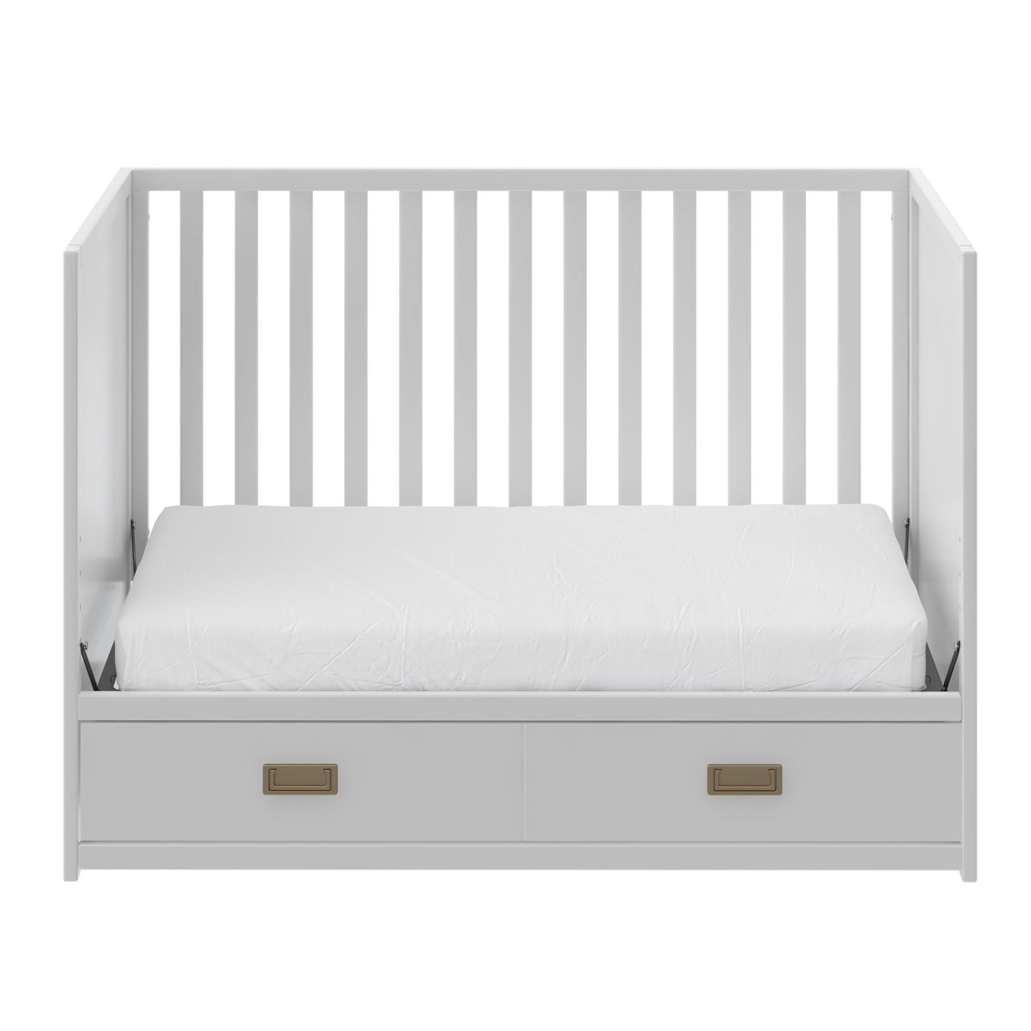 Haven 3 in 1 Convertible Wood Storage Crib - White