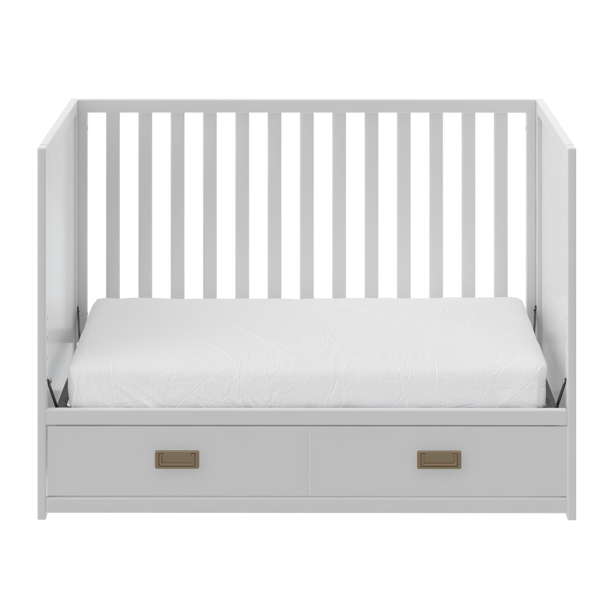 Haven 3 in 1 Convertible Wood Storage Crib - White