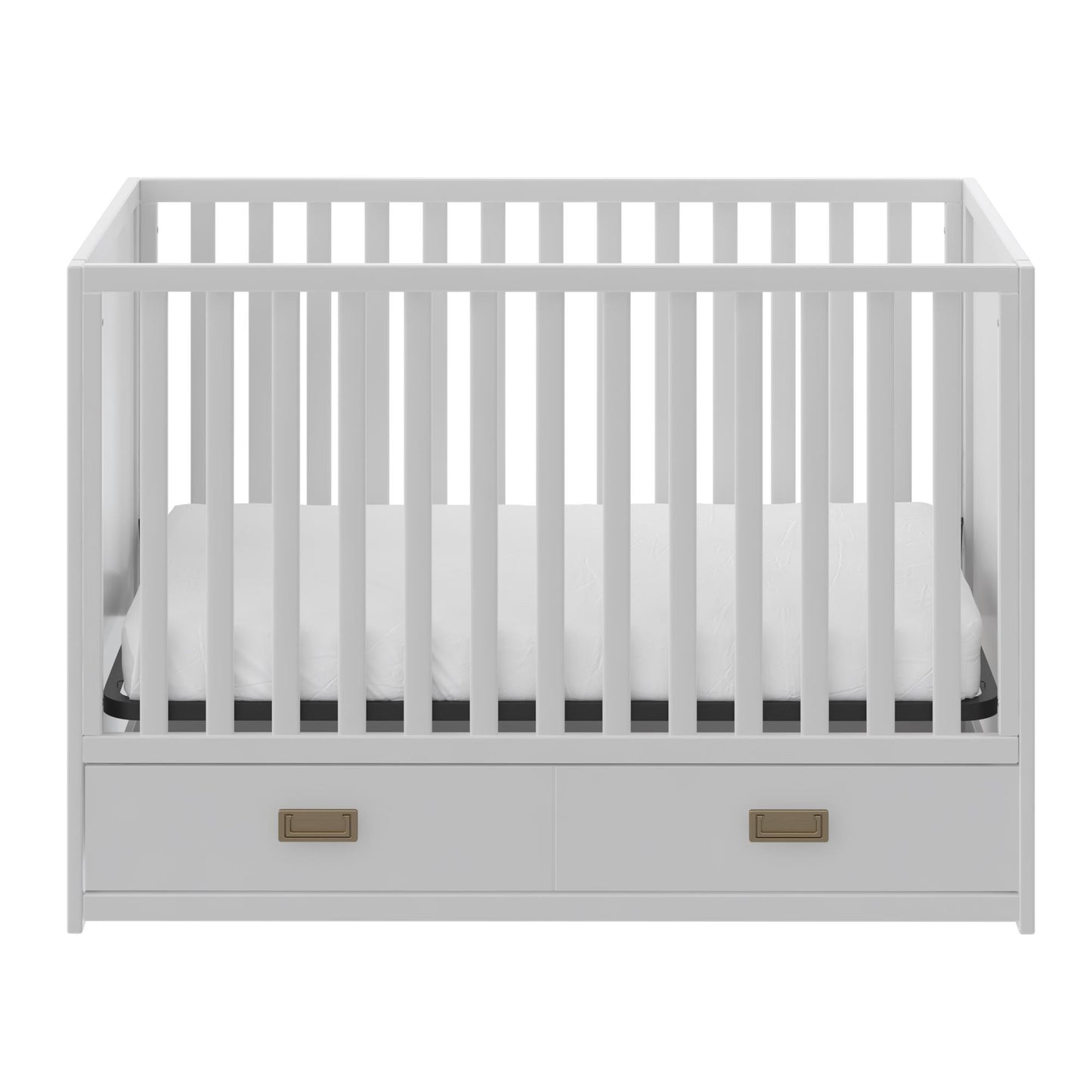 Haven 3 in 1 Convertible Wood Storage Crib - White