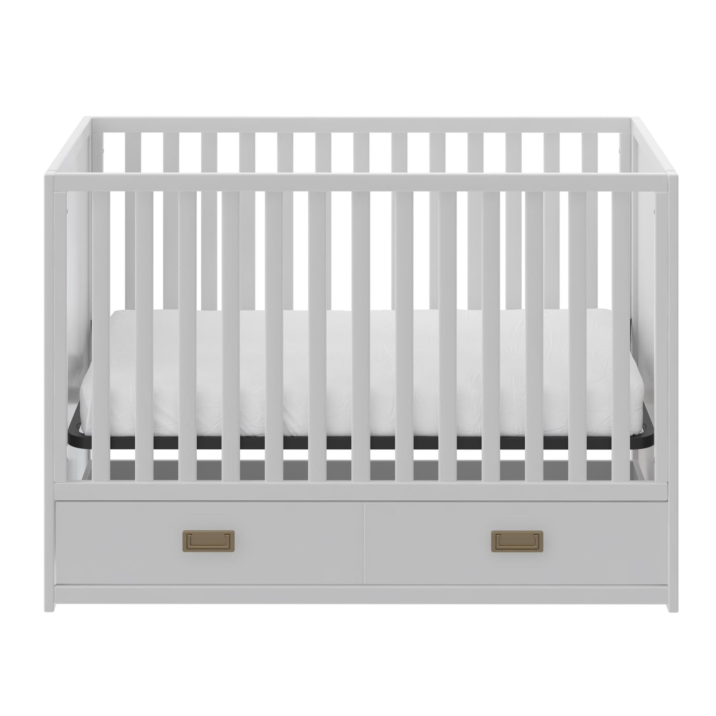 Haven 3 in 1 Convertible Wood Storage Crib - White
