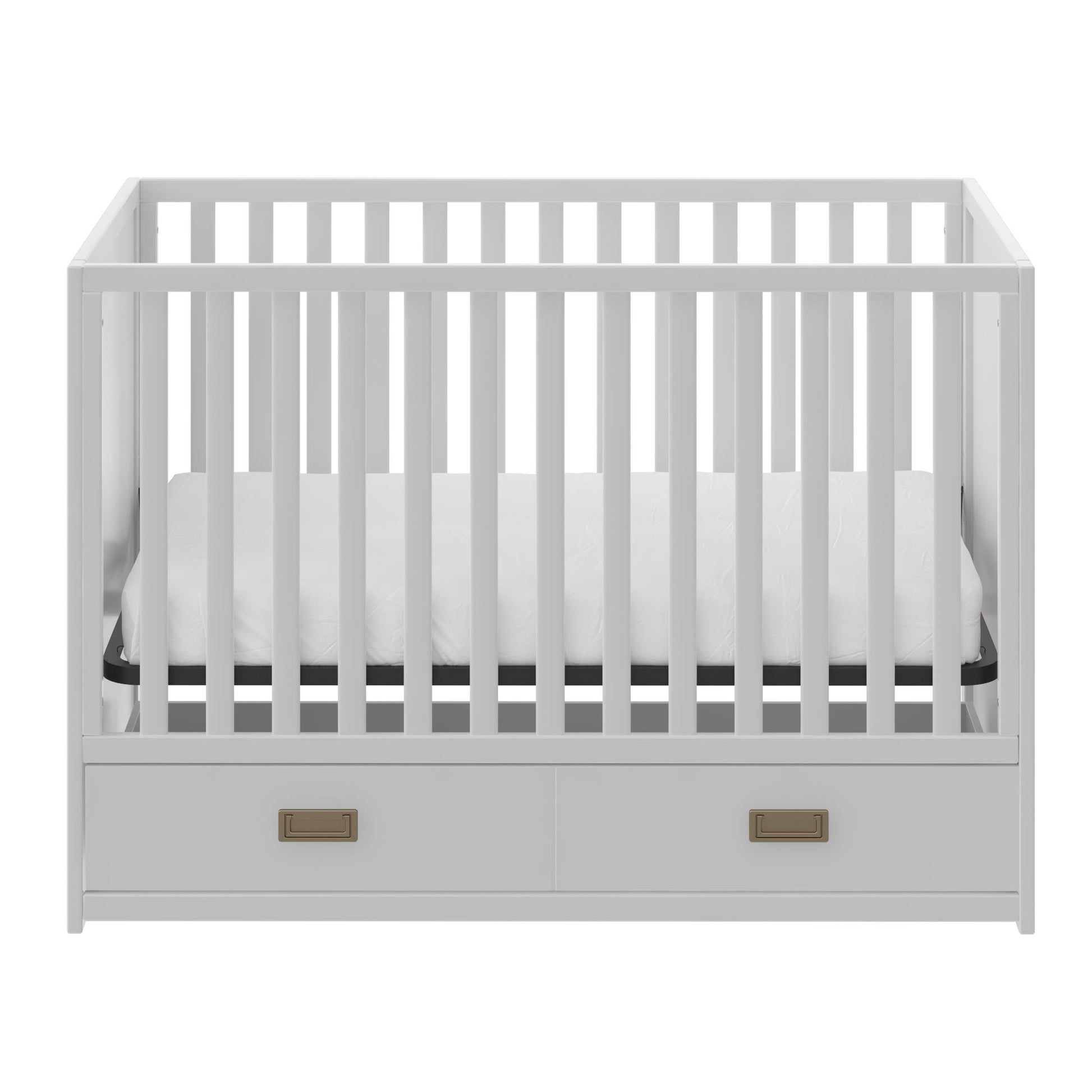 Haven 3 in 1 Convertible Wood Storage Crib - White