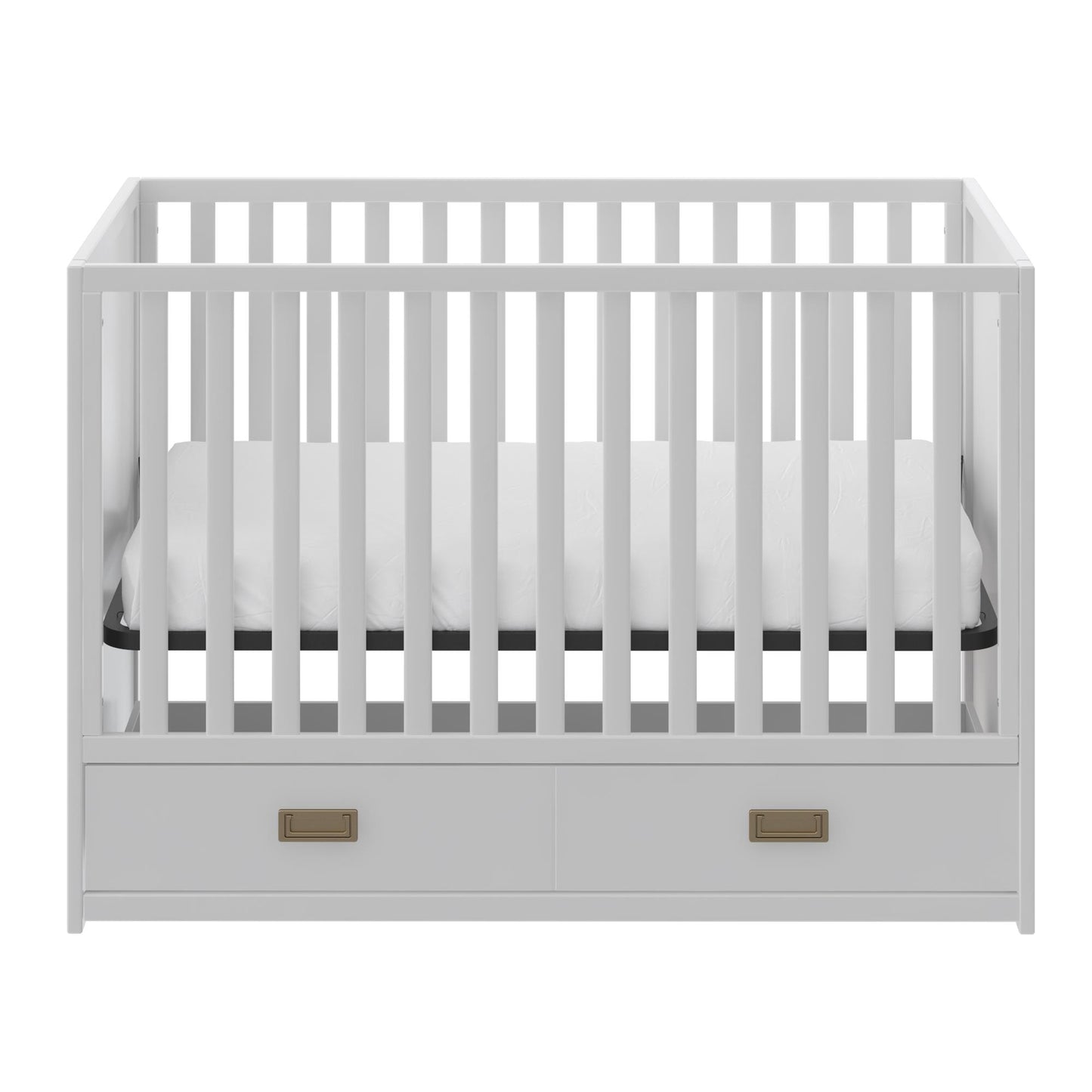 Haven 3 in 1 Convertible Wood Storage Crib - White