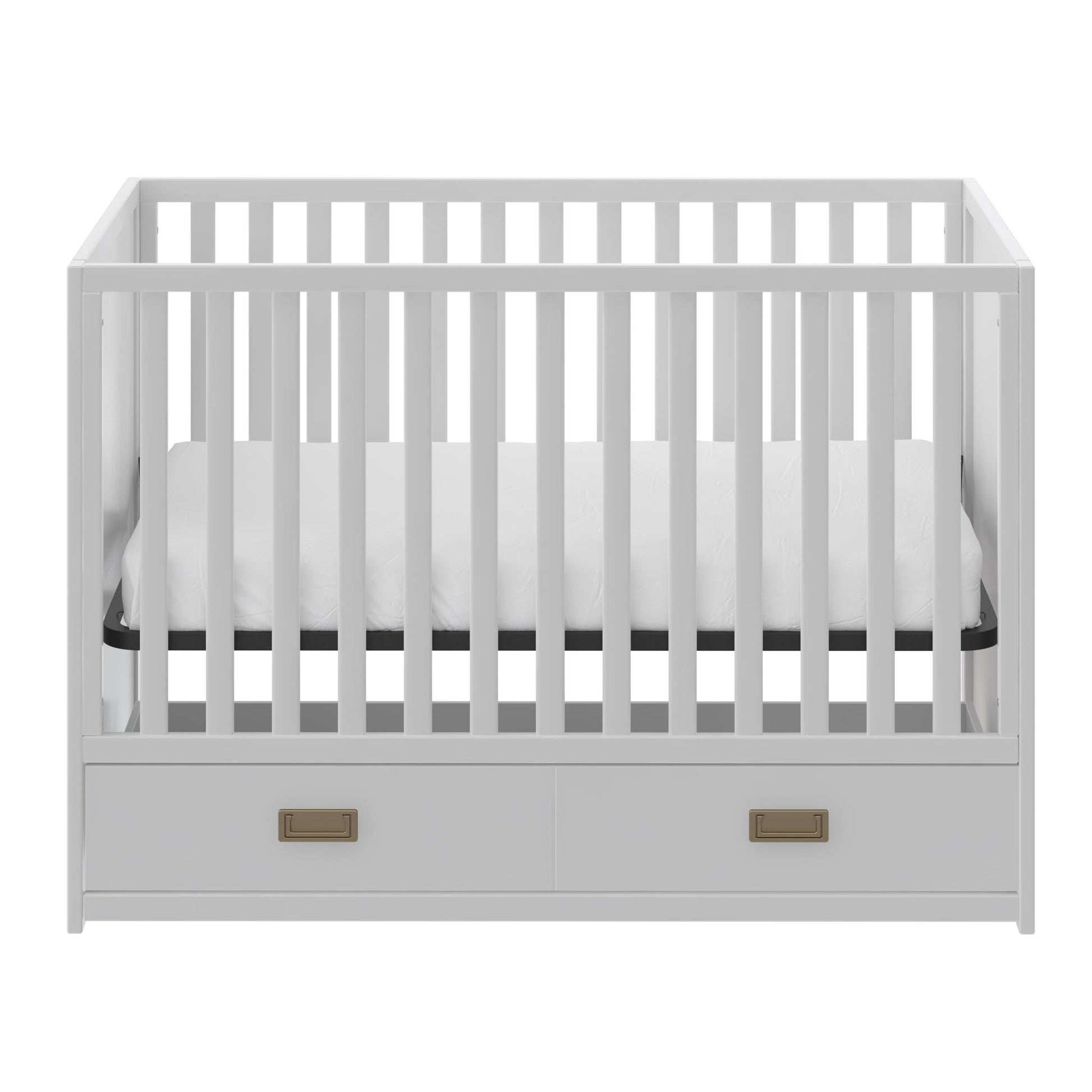 Haven 3 in 1 Convertible Wood Storage Crib - White
