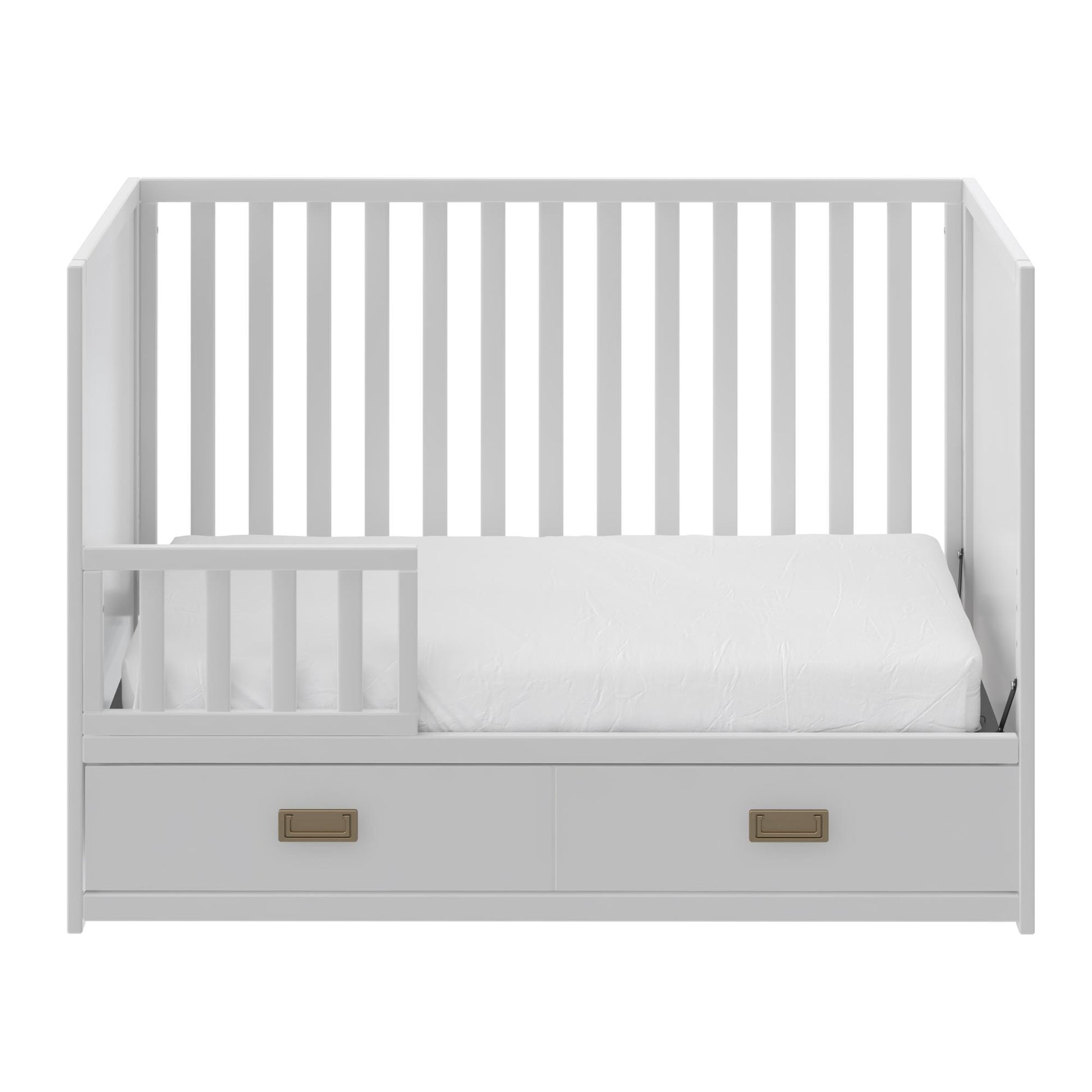 Haven 3 in 1 Convertible Wood Storage Crib - White