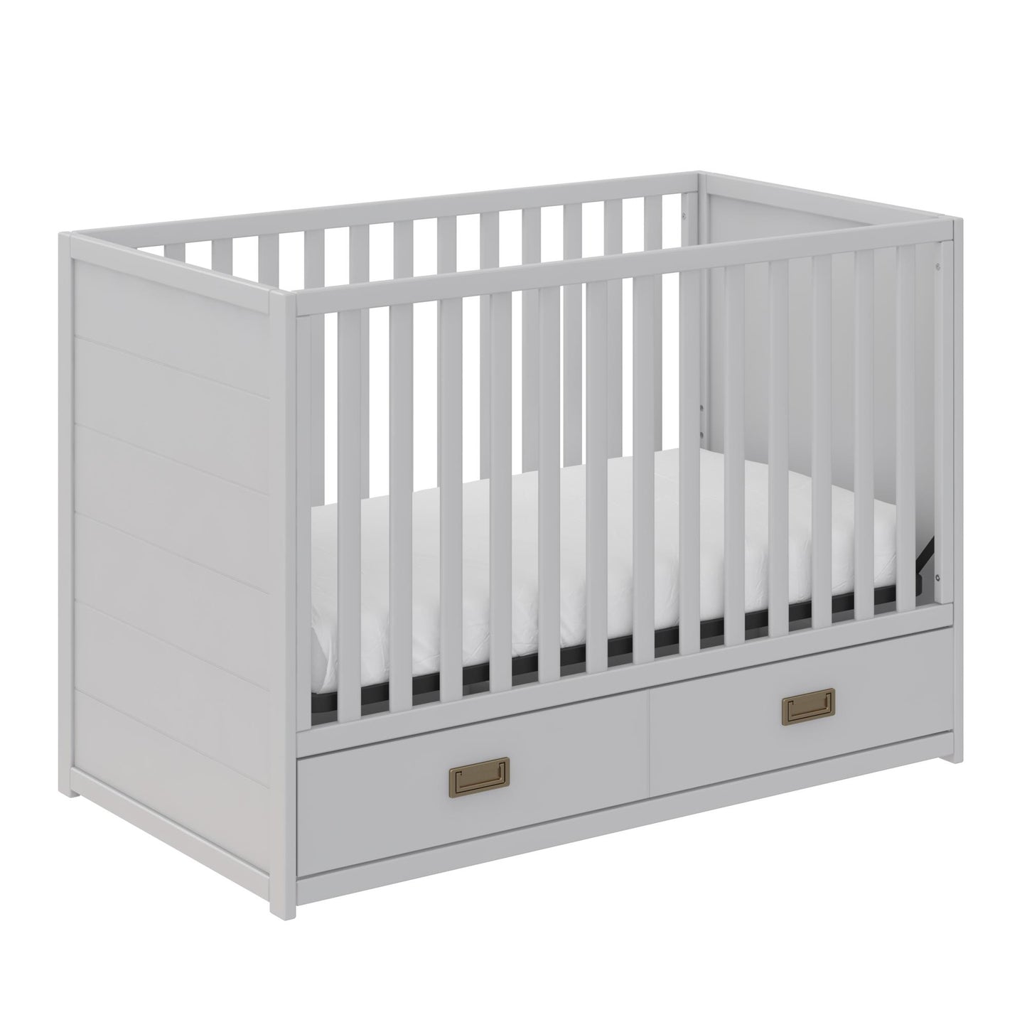 Haven 3 in 1 Convertible Wood Storage Crib - Dove Gray