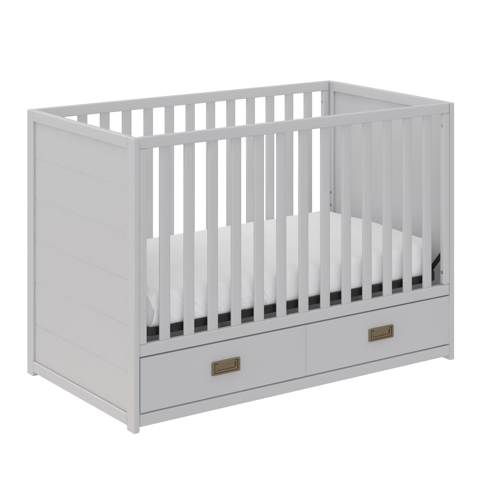 Haven 3 in 1 Convertible Wood Storage Crib - Dove Gray