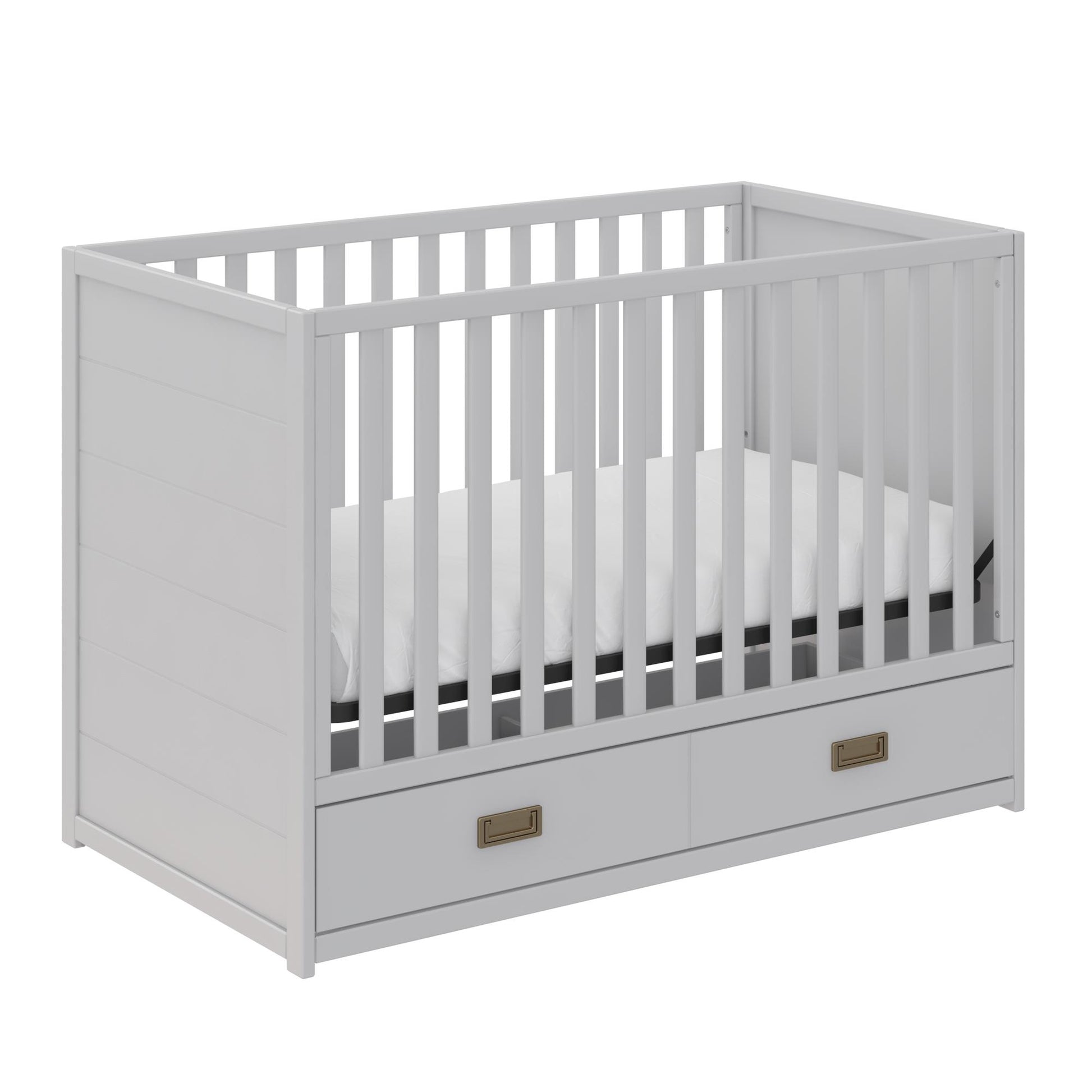 Haven 3 in 1 Convertible Wood Storage Crib - Dove Gray