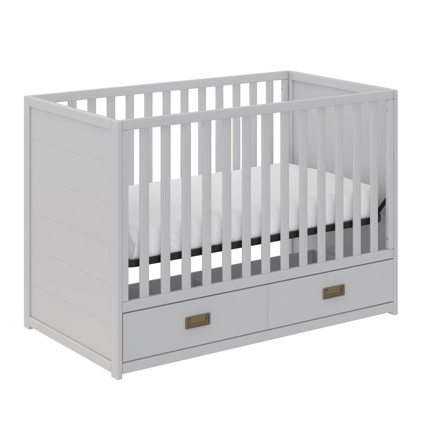 Haven 3 in 1 Convertible Wood Storage Crib - Dove Gray