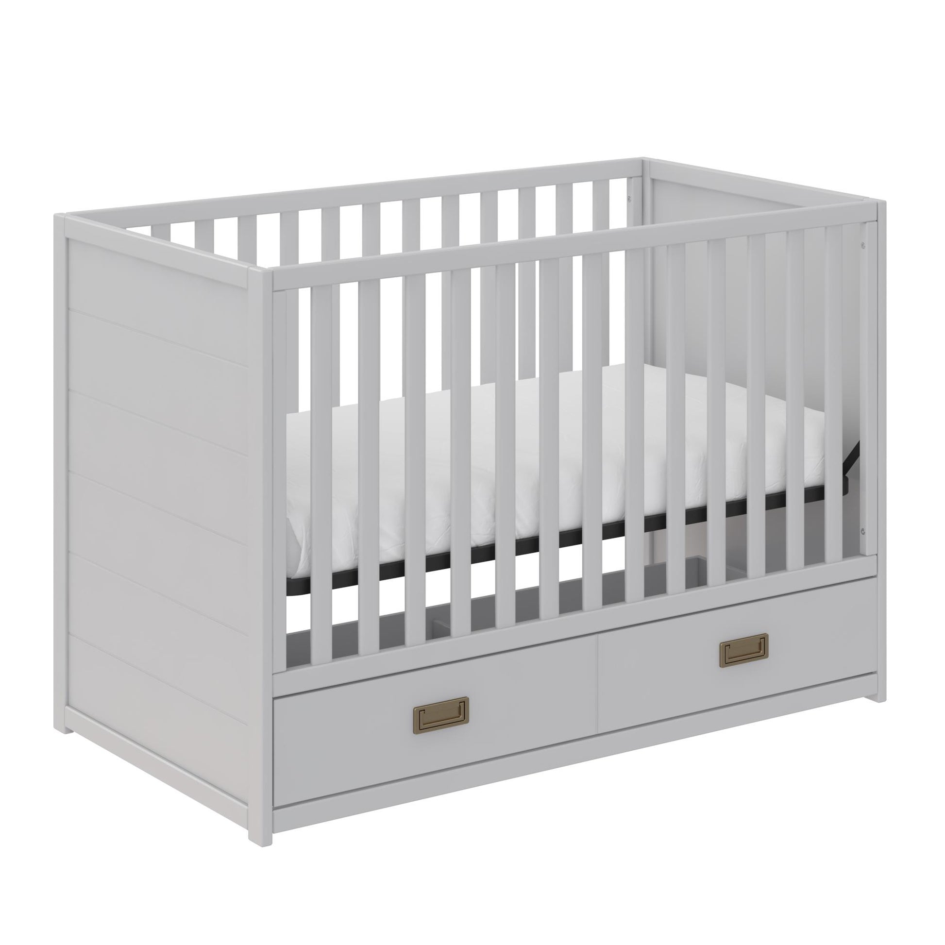 Haven 3 in 1 Convertible Wood Storage Crib - Dove Gray