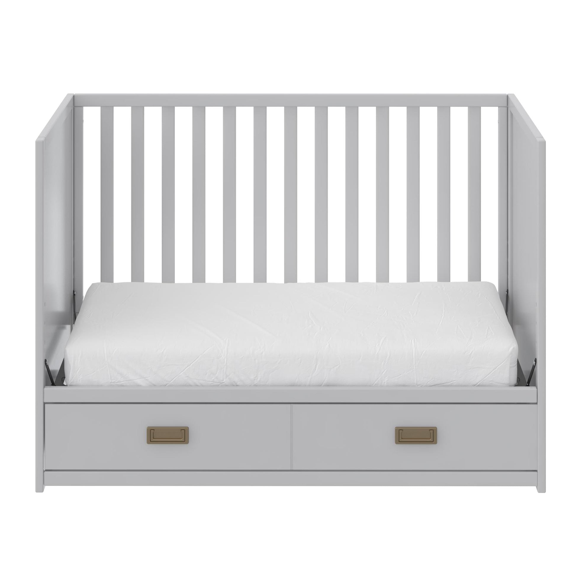 Haven 3 in 1 Convertible Wood Storage Crib - Dove Gray