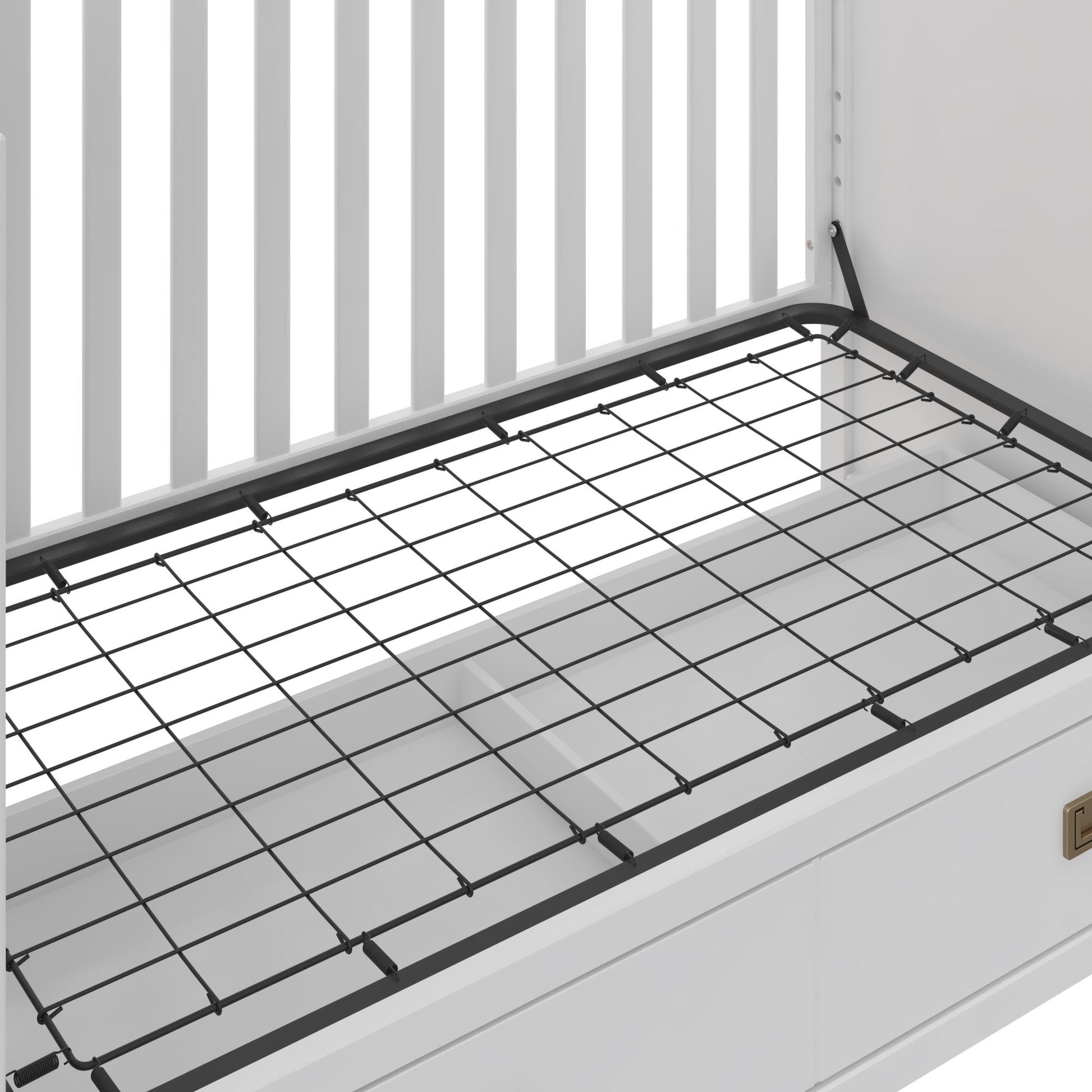 Haven 3 in 1 Convertible Wood Storage Crib - White