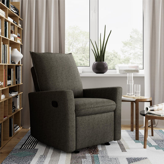 Mills Gliding Recliner Chair with Memory Foam Cushion - Gray