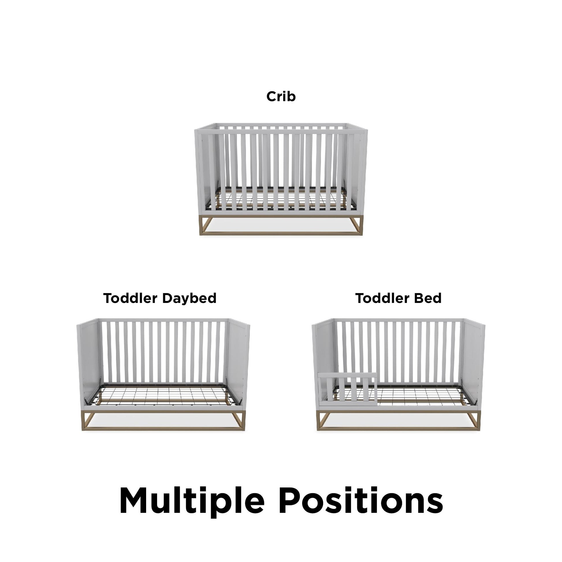 Haven 3 in 1 Metal Base Crib - Dove Gray