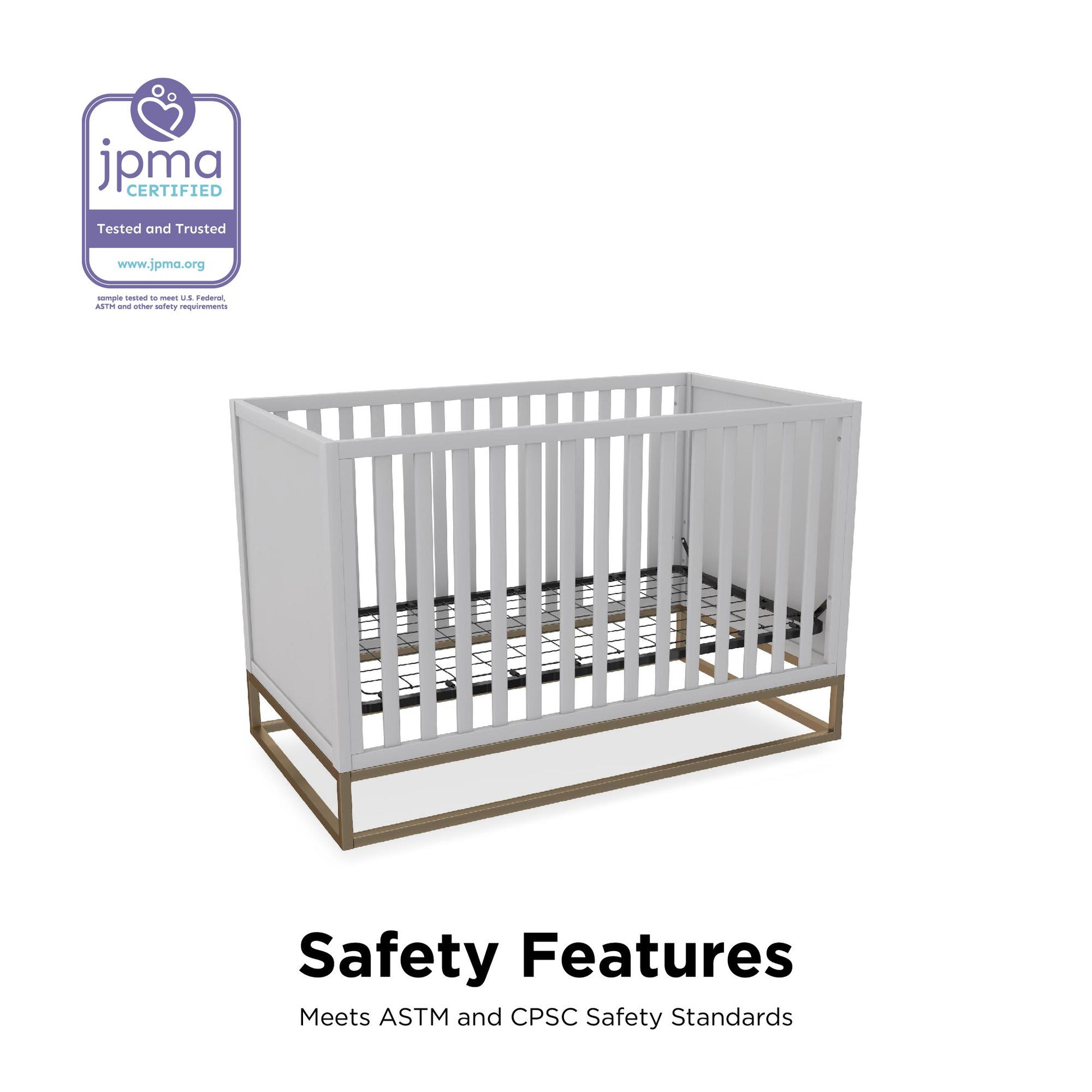 Haven 3 in 1 Metal Base Crib - Dove Gray