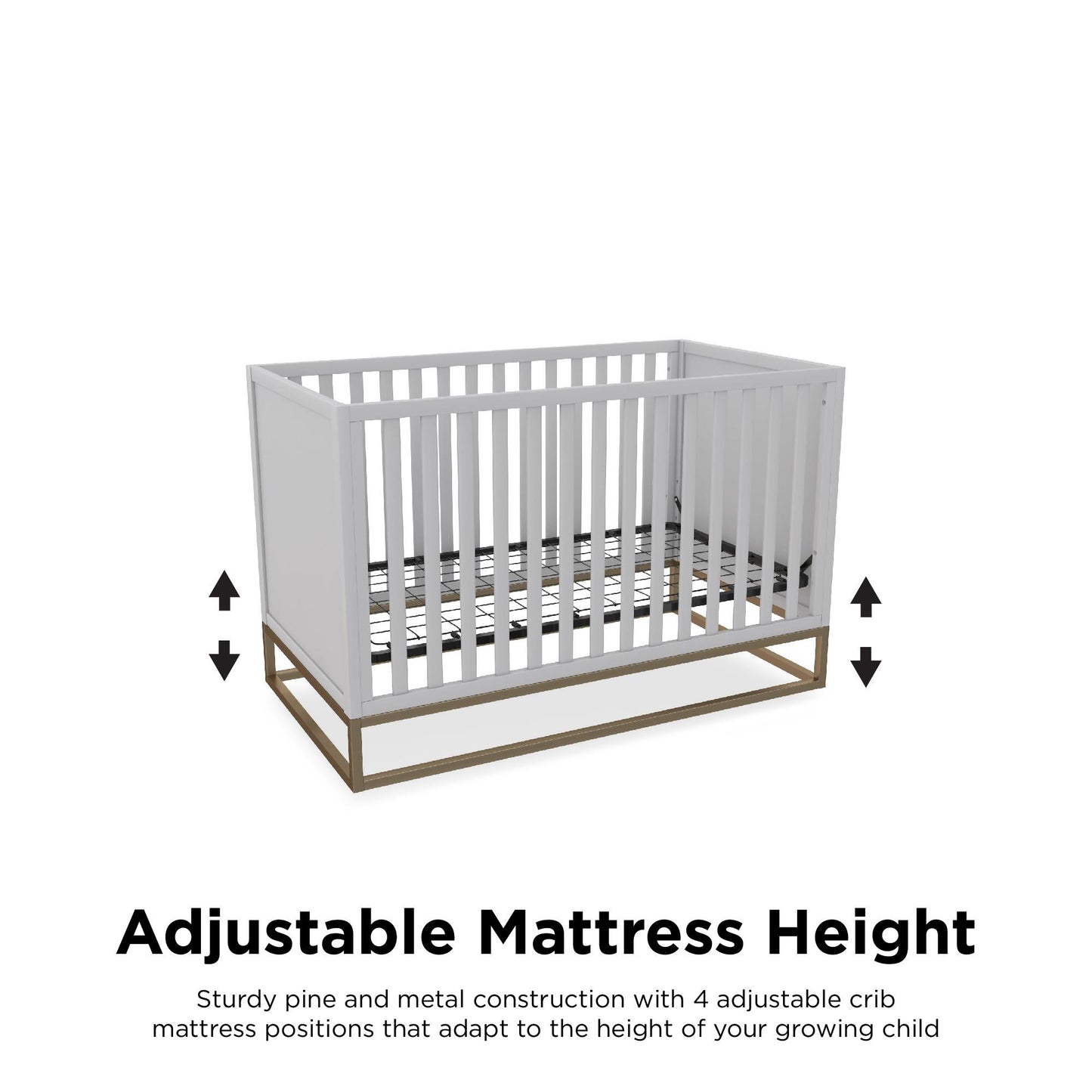 Haven 3 in 1 Metal Base Crib - Dove Gray