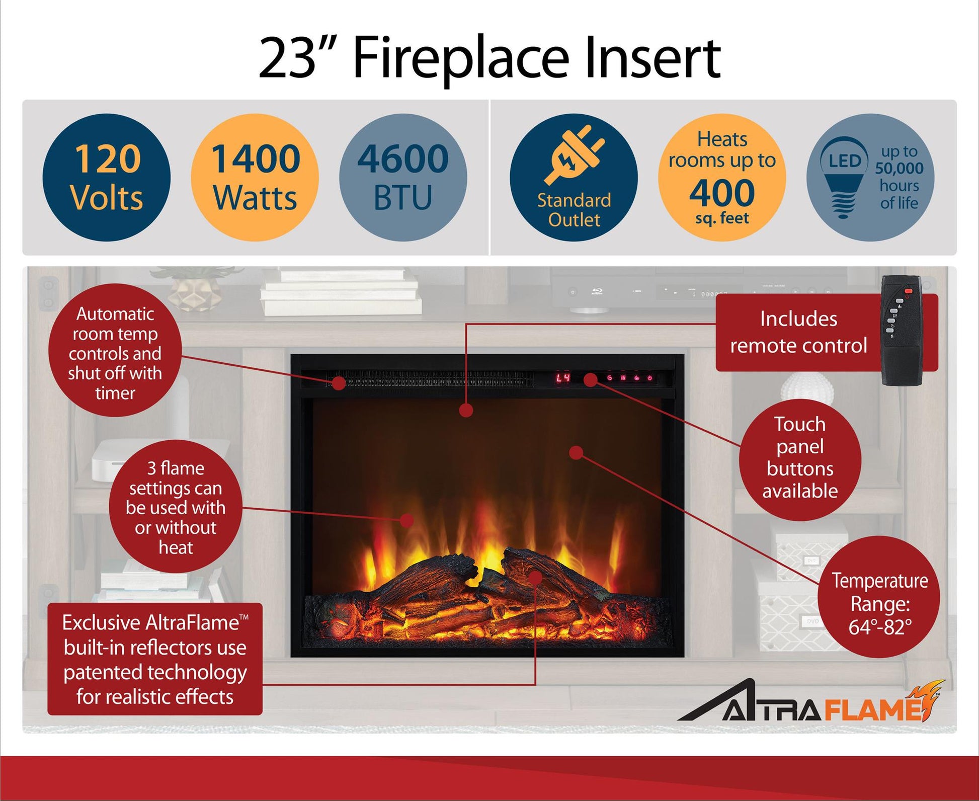 Farmington Electric Fireplace TV Console for TVs up to 60 Inch - Natural