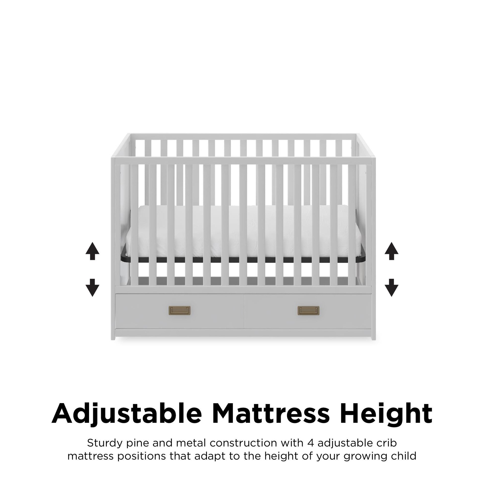 Haven 3 in 1 Convertible Wood Storage Crib - White