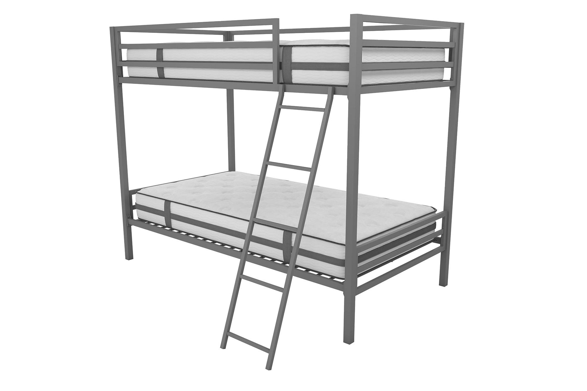 Maxwell Twin-Over-Twin Metal Bunk Bed - Gray - Twin-Over-Twin