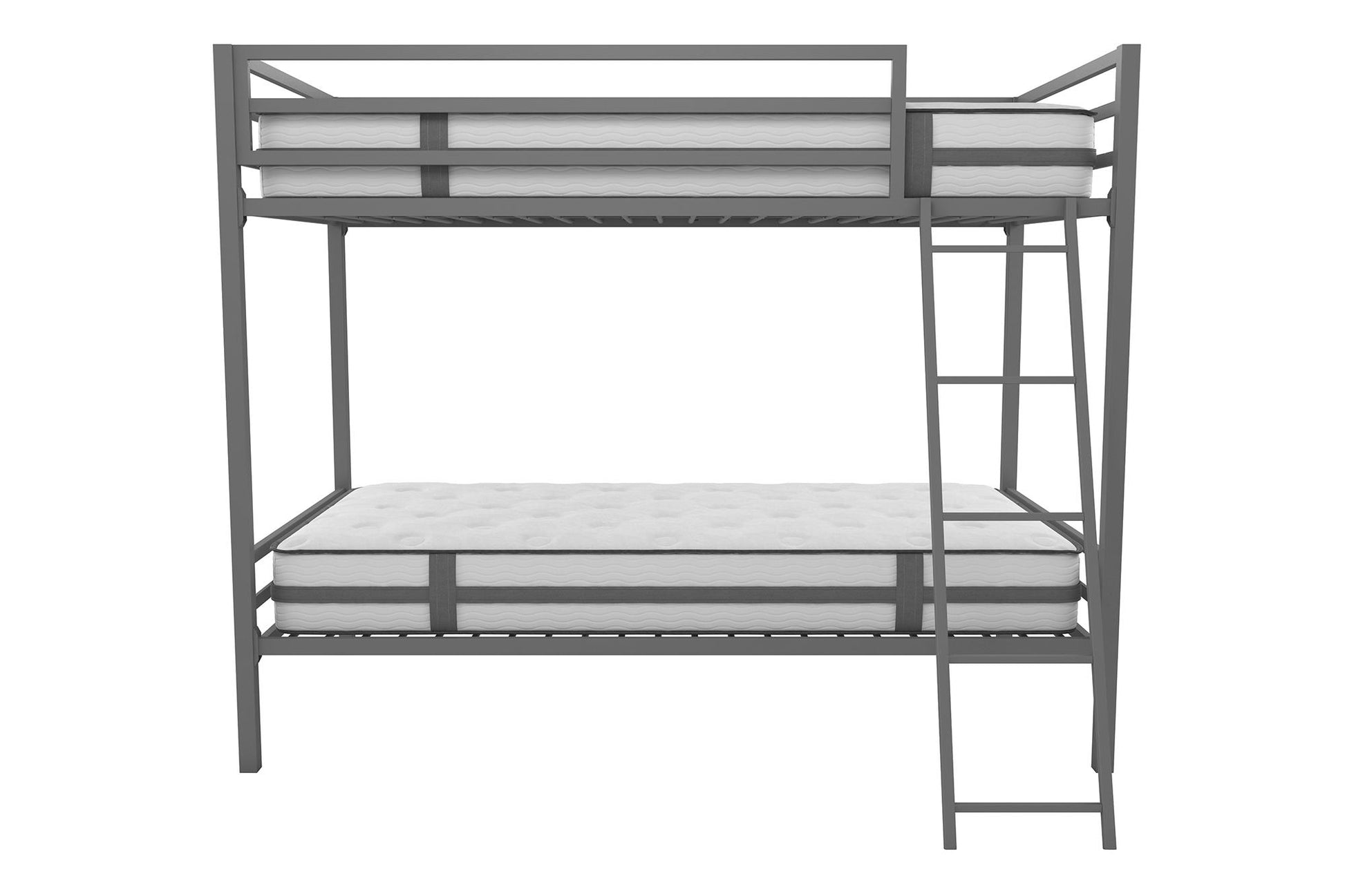 Maxwell Twin-Over-Twin Metal Bunk Bed - Gray - Twin-Over-Twin