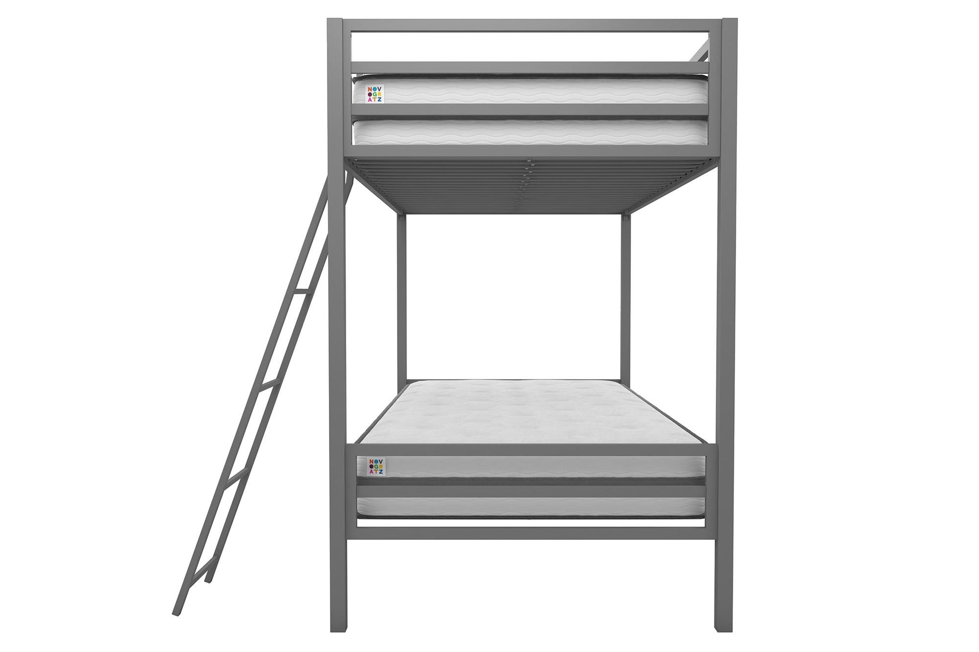 Maxwell Twin-Over-Twin Metal Bunk Bed - Gray - Twin-Over-Twin