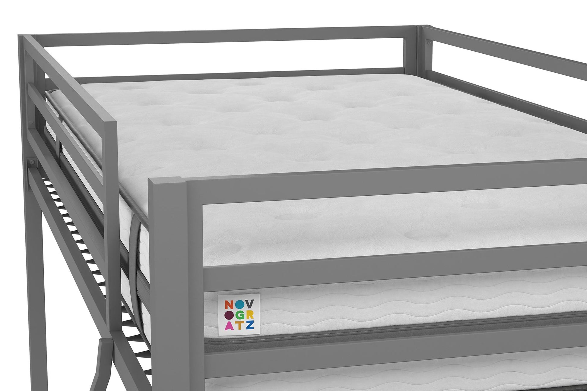 Maxwell Twin-Over-Twin Metal Bunk Bed - Gray - Twin-Over-Twin