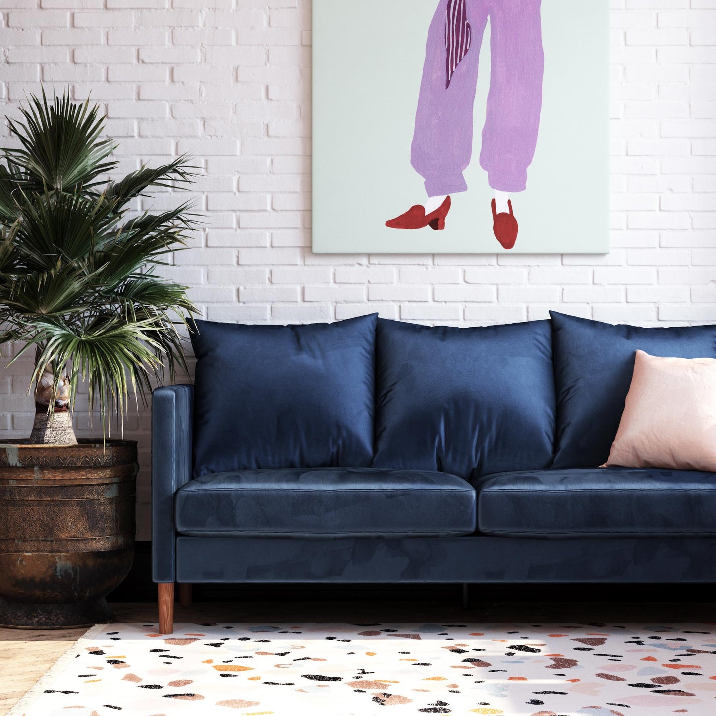 Paige Modern Pillowback Sofa - Navy