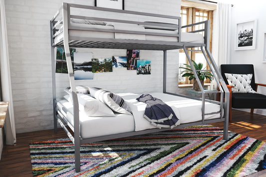 Maxwell Twin-Over-Full Metal Bunk Bed - Gray - Twin-Over-Full
