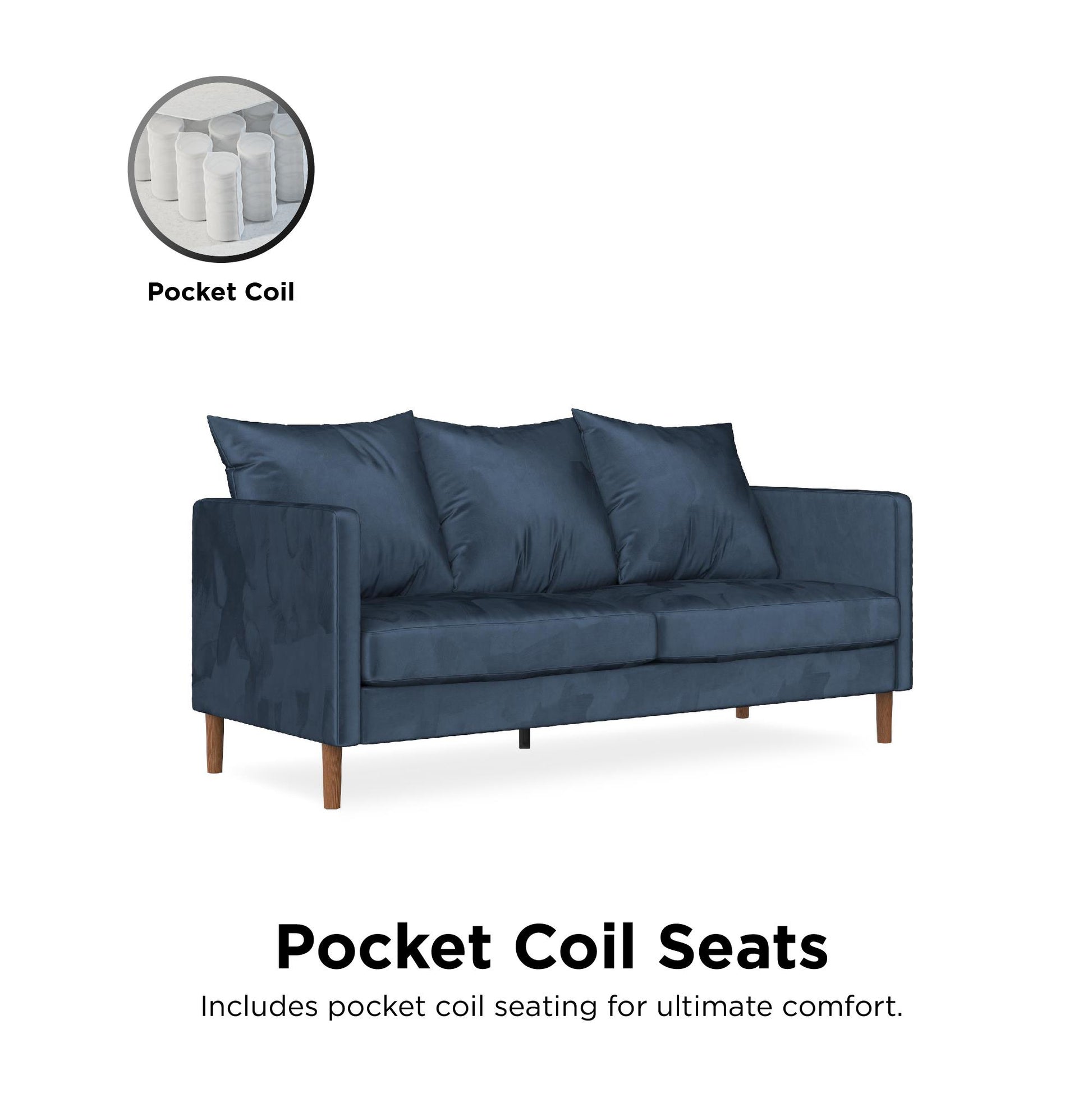 Paige Modern Pillowback Sofa - Navy