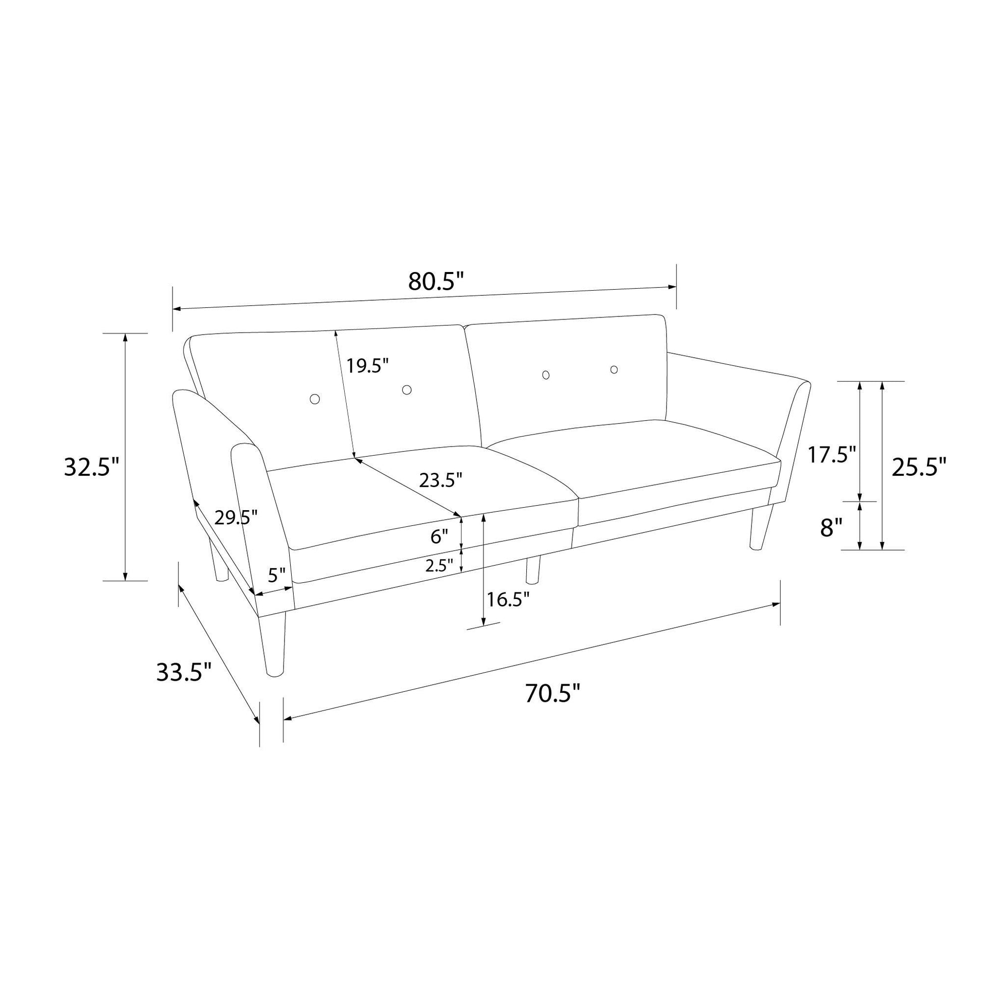 Regal Linen Upholstered Futon - Blue Linen