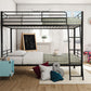 Mainstays Convertible Twin over Twin Metal Bunk Bed, Black - Black - Twin-Over-Twin