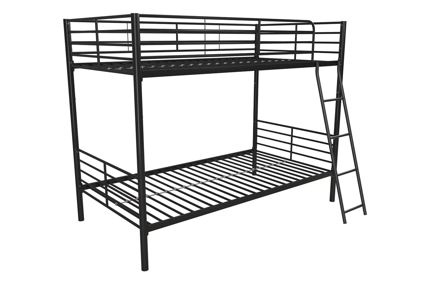 Mainstays Convertible Twin over Twin Metal Bunk Bed, Black - Black - Twin-Over-Twin