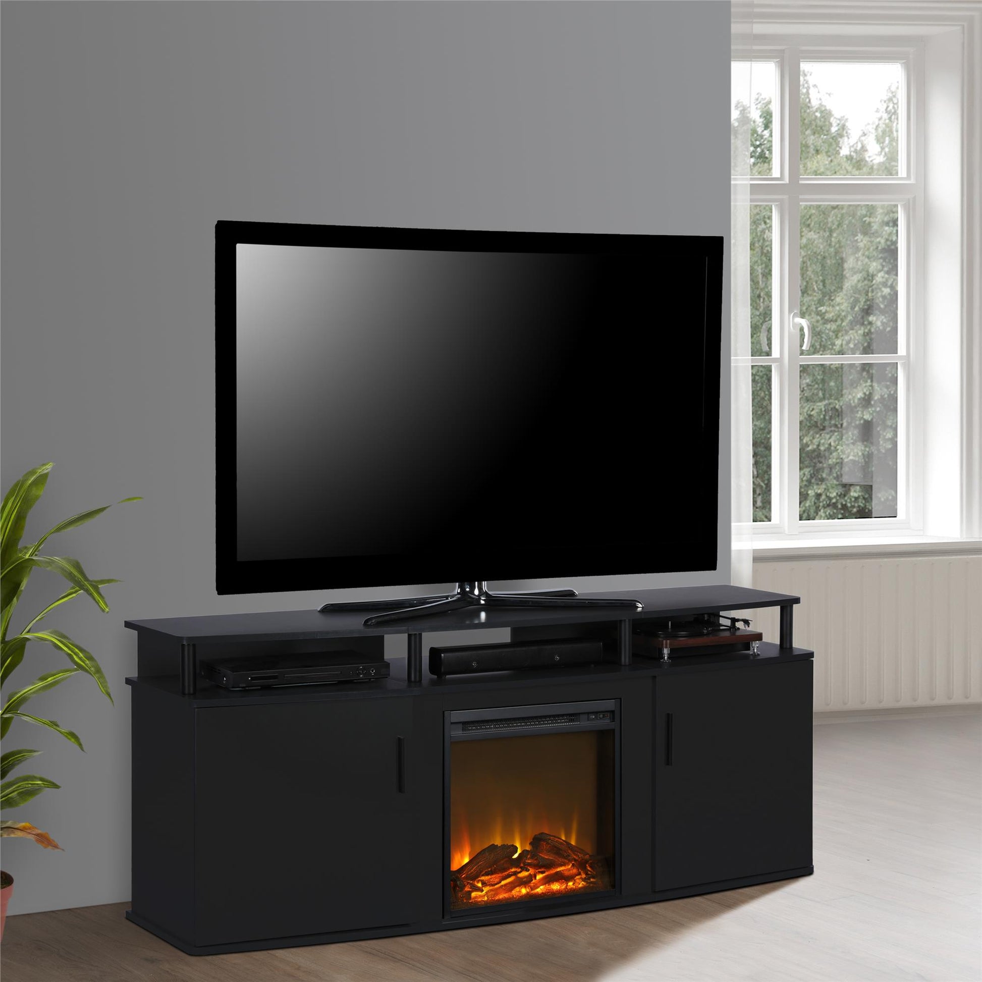 Carson Electric Fireplace TV Console for TVs up to 70 Inch - Cherry