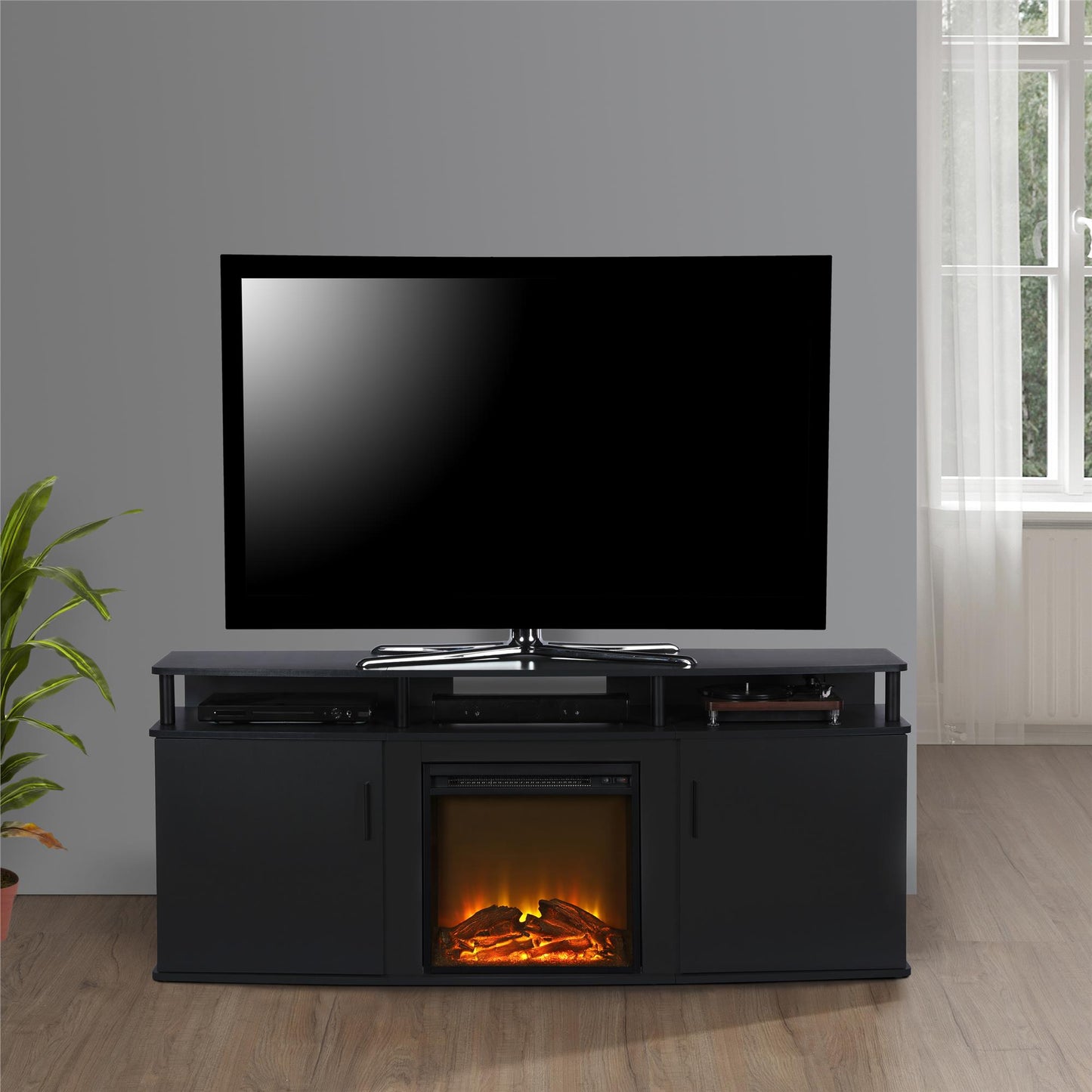 Carson Electric Fireplace TV Console for TVs up to 70 Inch - Black