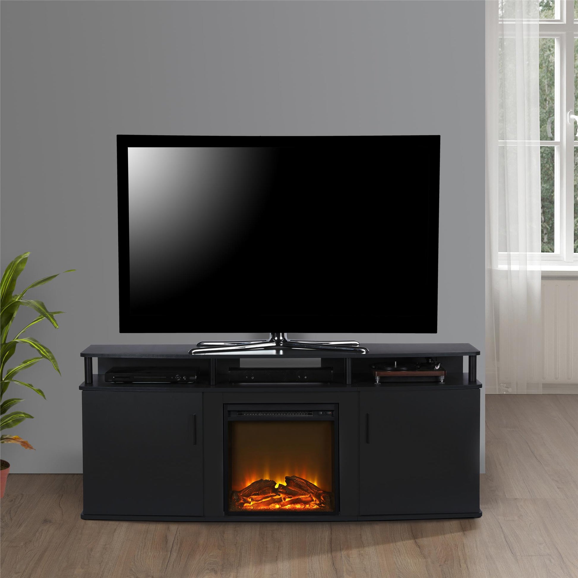 Carson Electric Fireplace TV Console for TVs up to 70 Inch - Black