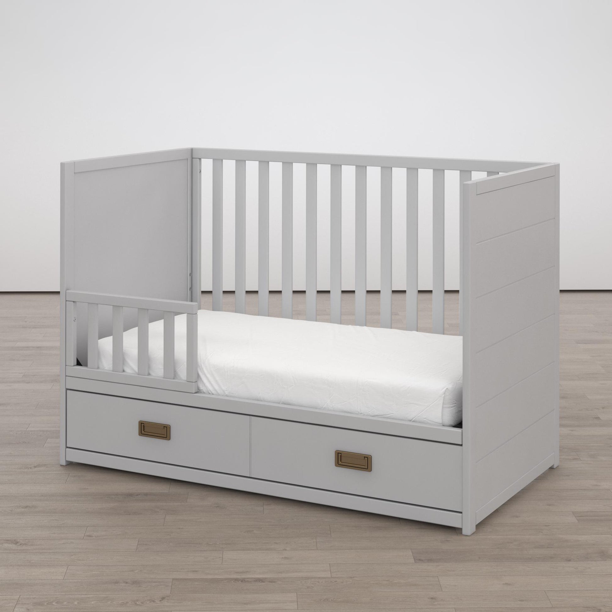 Haven 3 in 1 Convertible Wood Storage Crib - Dove Gray