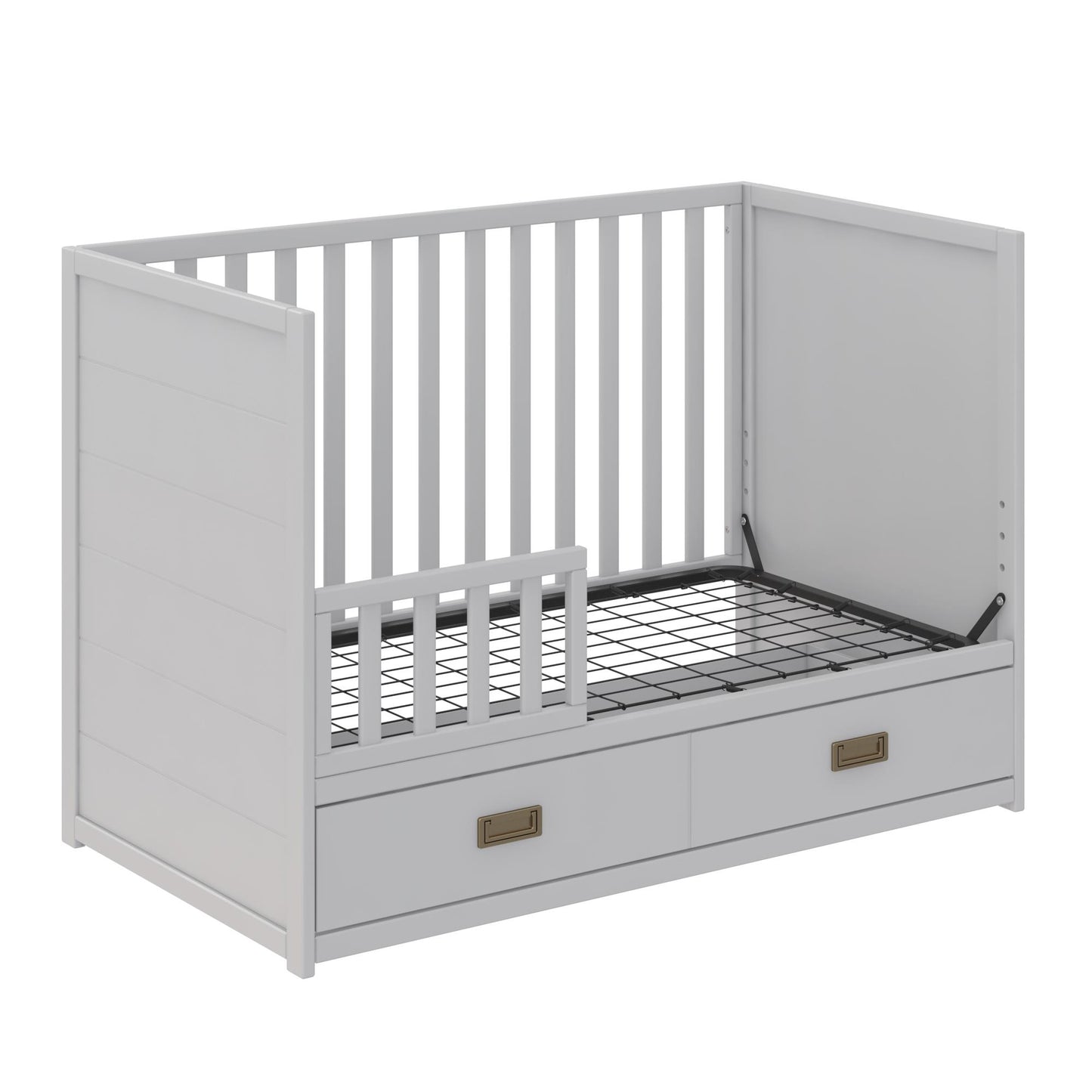 Haven 3 in 1 Convertible Wood Storage Crib - Dove Gray