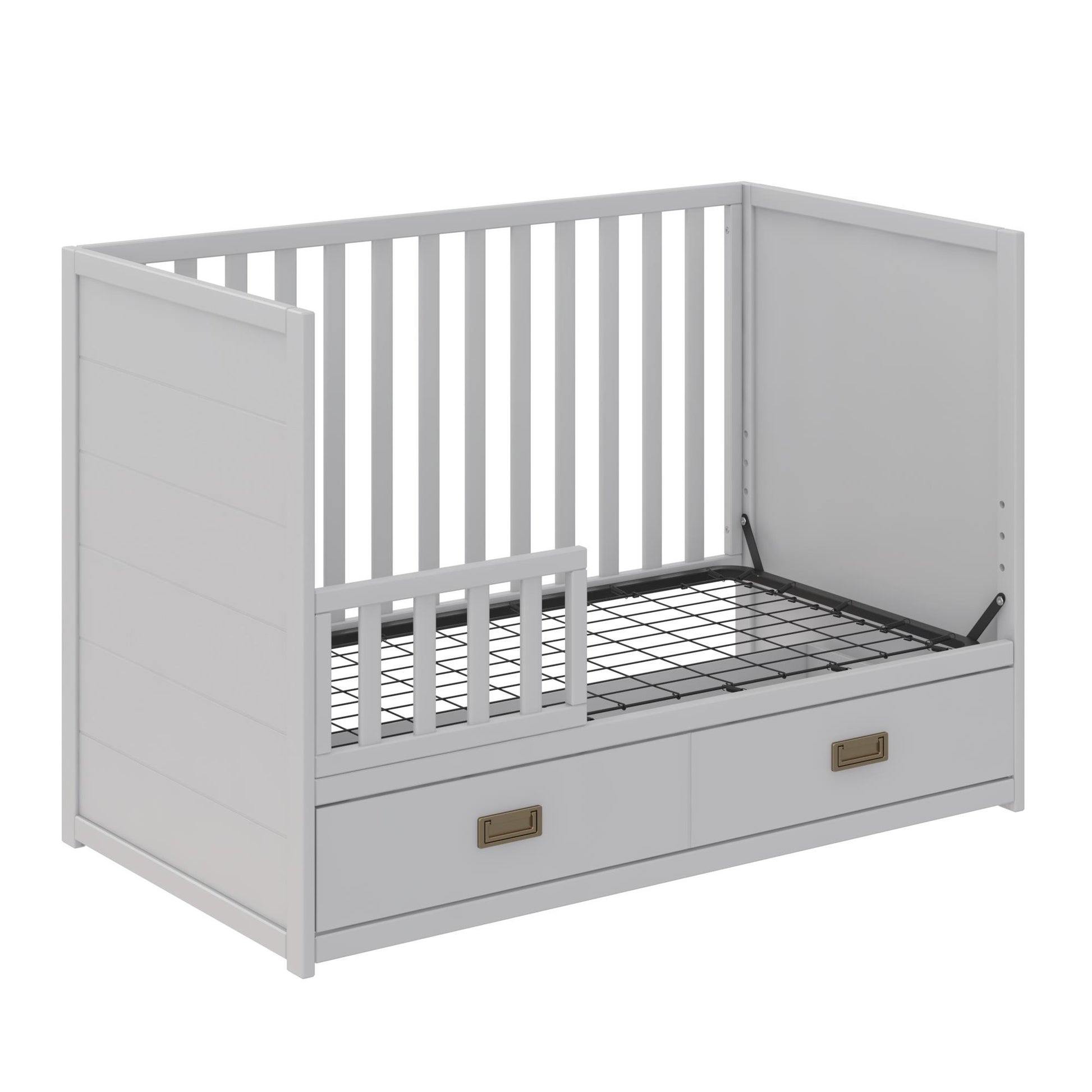 Haven 3 in 1 Convertible Wood Storage Crib - Dove Gray