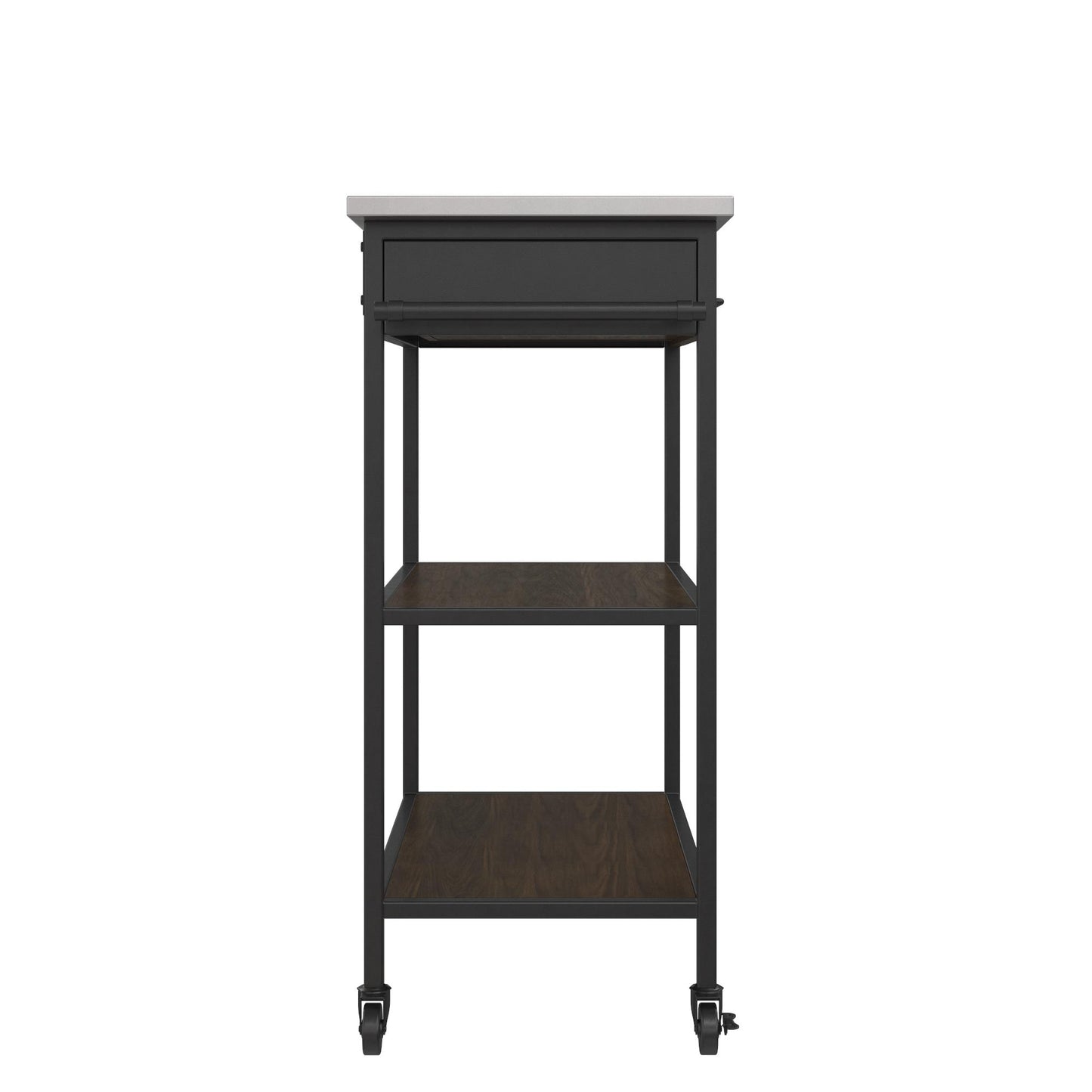 Kane Kitchen Cart with 1 Drawer, 2 Shelves, 2 Towel Bars - Brown