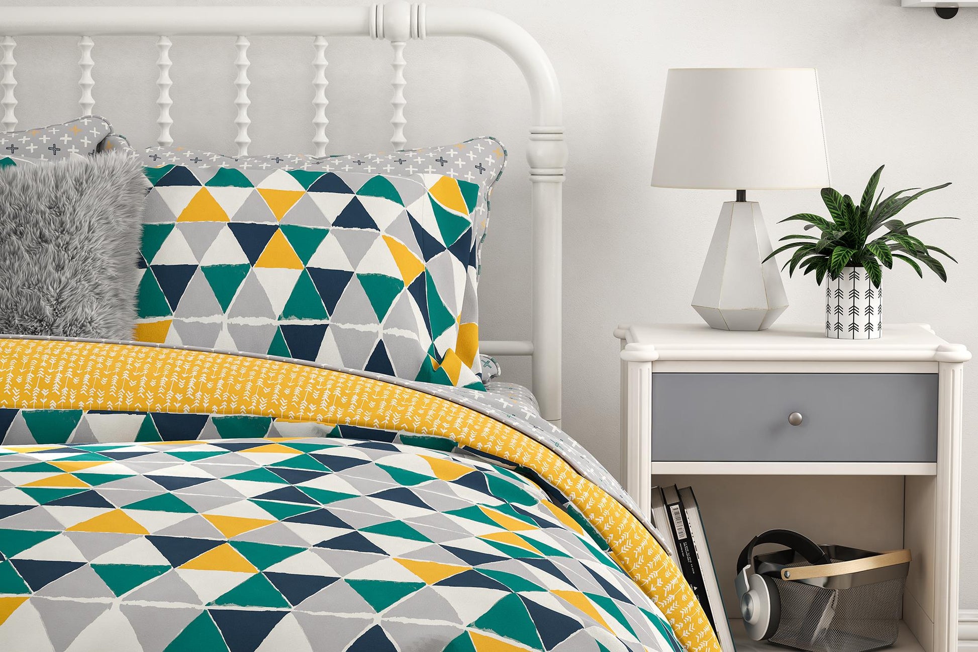 Jax Full 7-Piece Bedding Set with Wrinkle Resistant Lightweight Material - Gray - Full