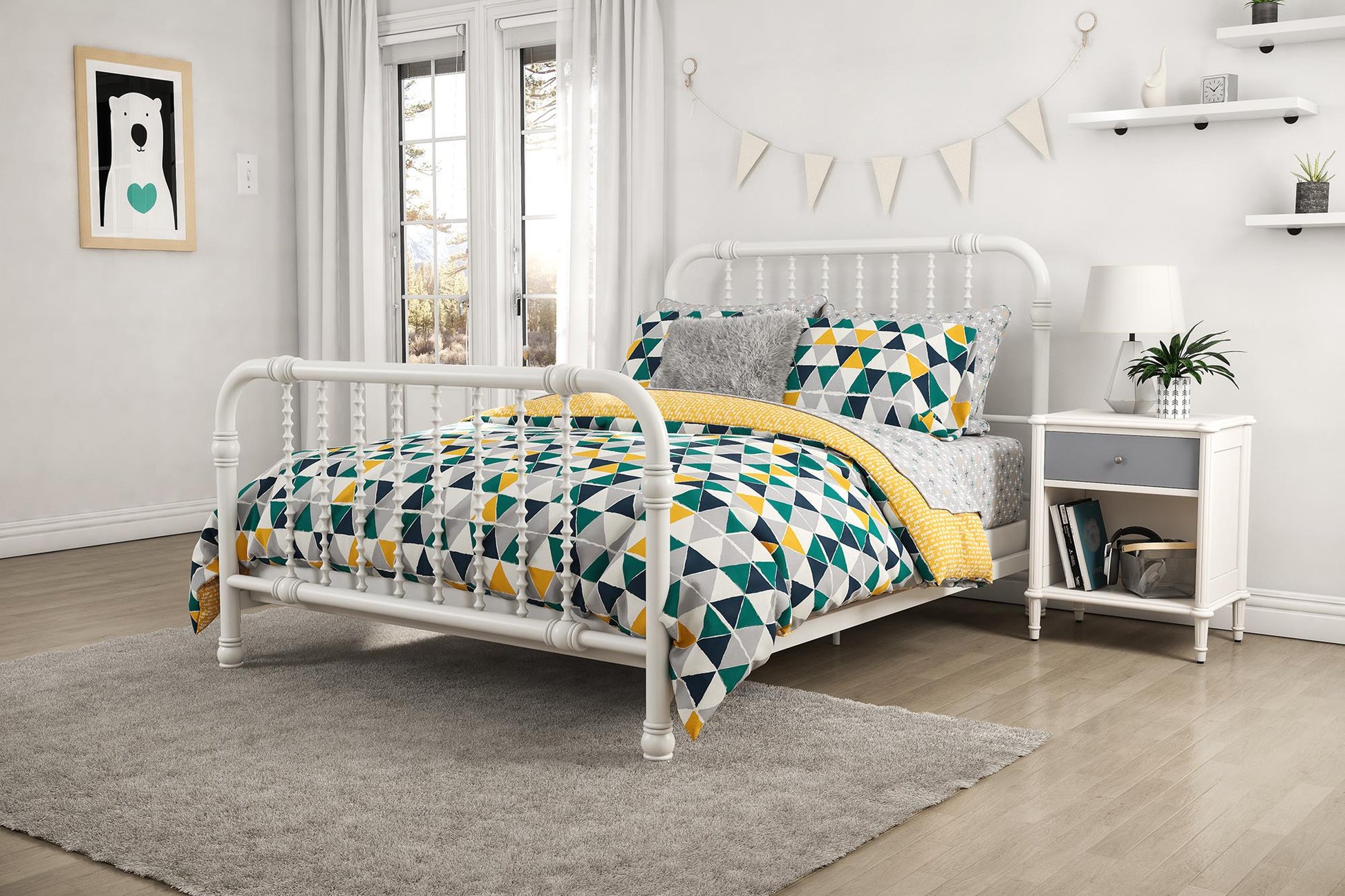 Jax Full 7-Piece Bedding Set with Wrinkle Resistant Lightweight Material - Gray - Full