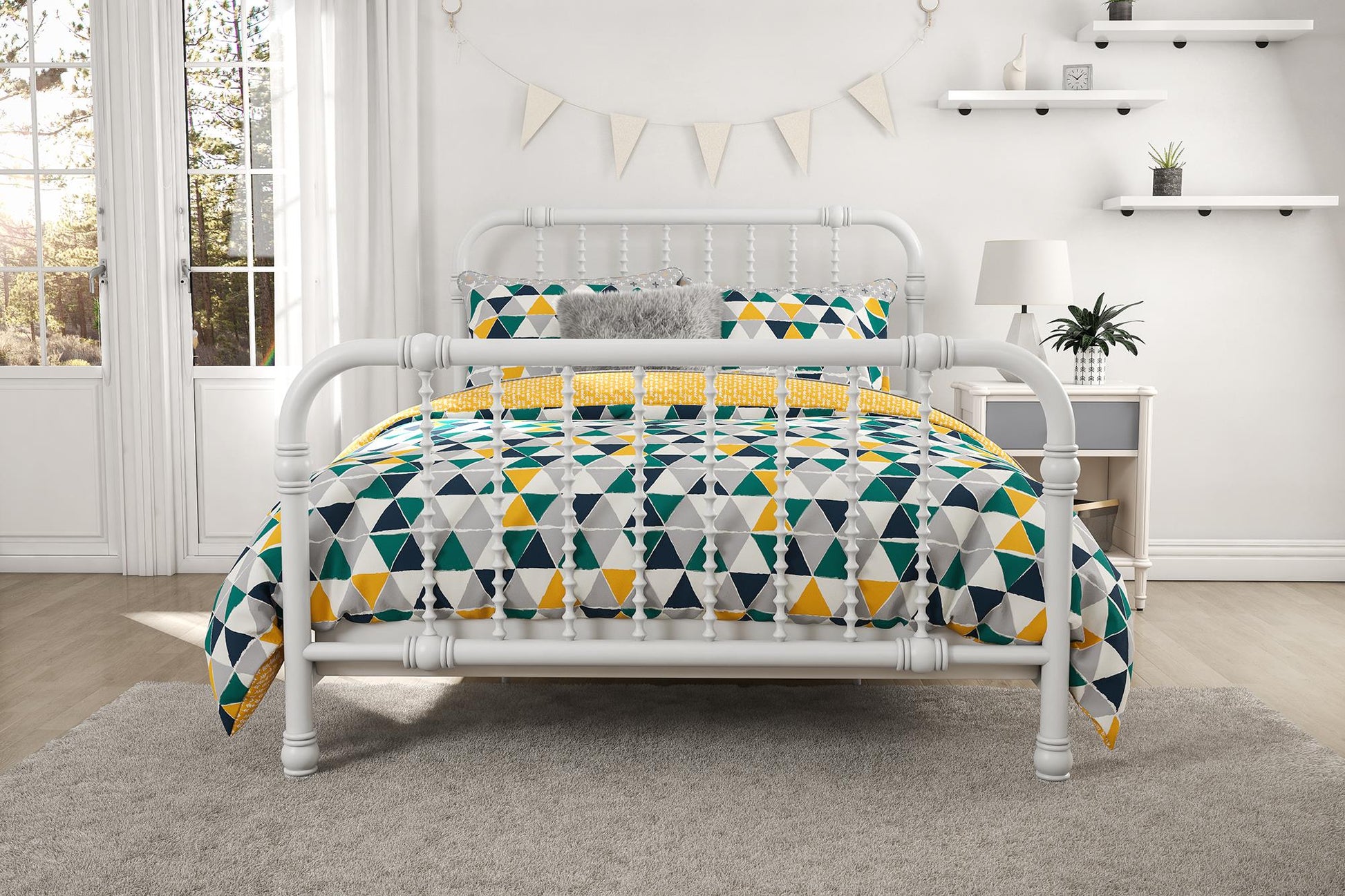 Jax Full 7-Piece Bedding Set with Wrinkle Resistant Lightweight Material - Gray - Full