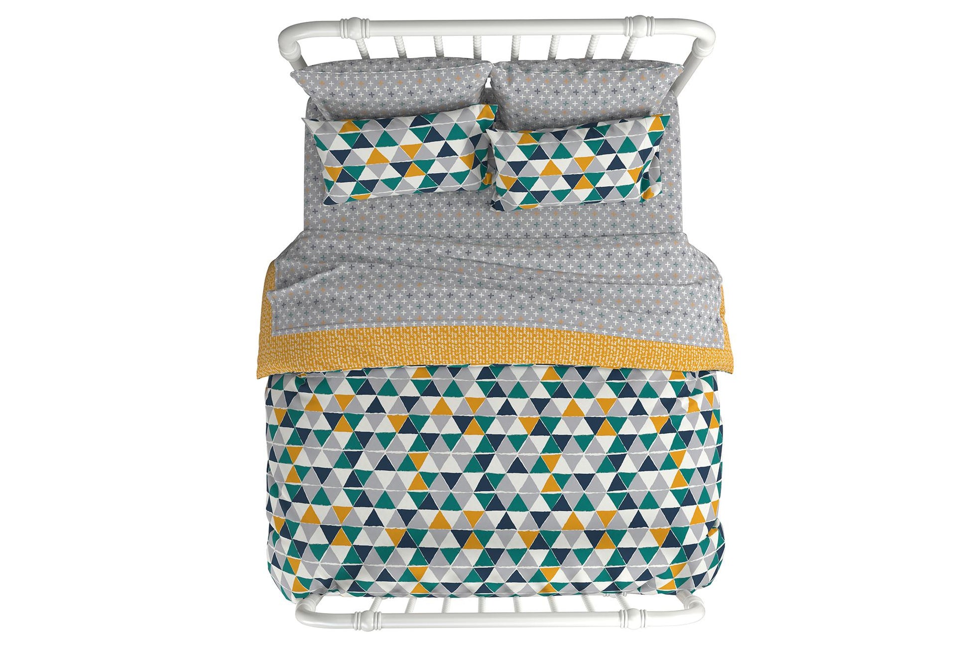 Jax Full 7-Piece Bedding Set with Wrinkle Resistant Lightweight Material - Gray - Full