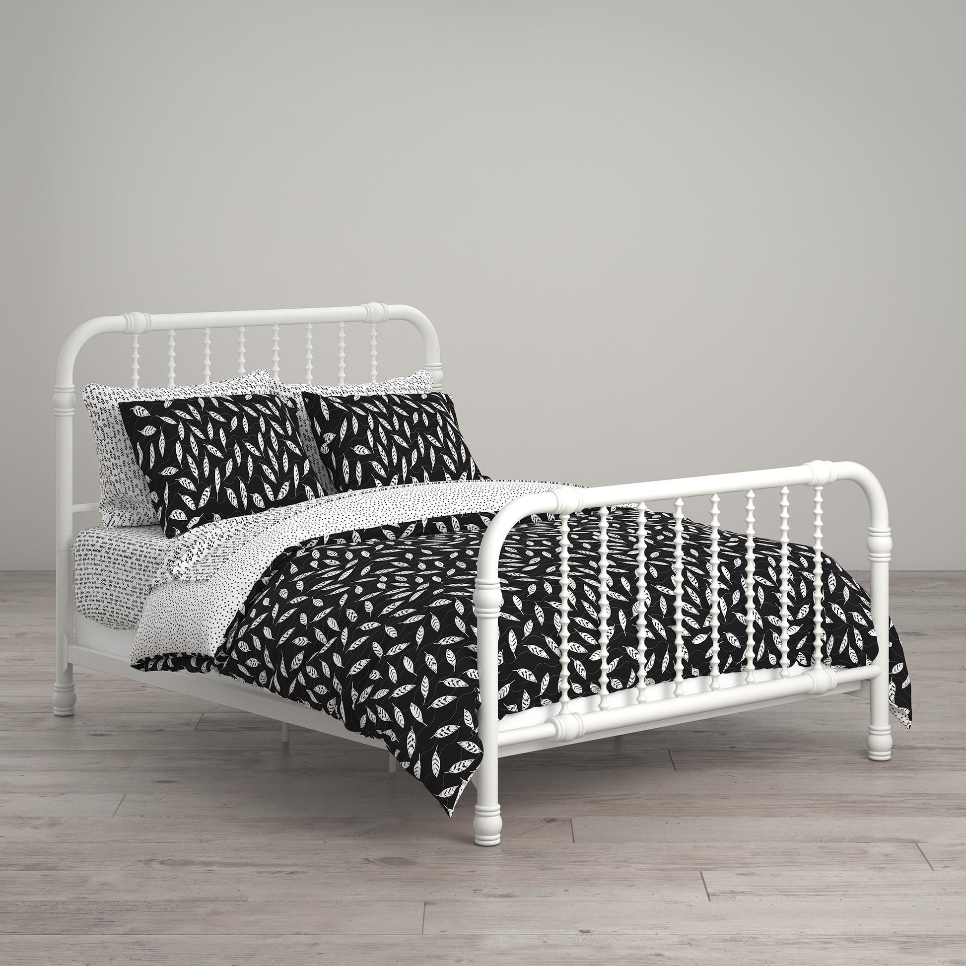 Jax Full 7-Piece Bedding Set with Wrinkle Resistant Lightweight Material - White/Black - Full