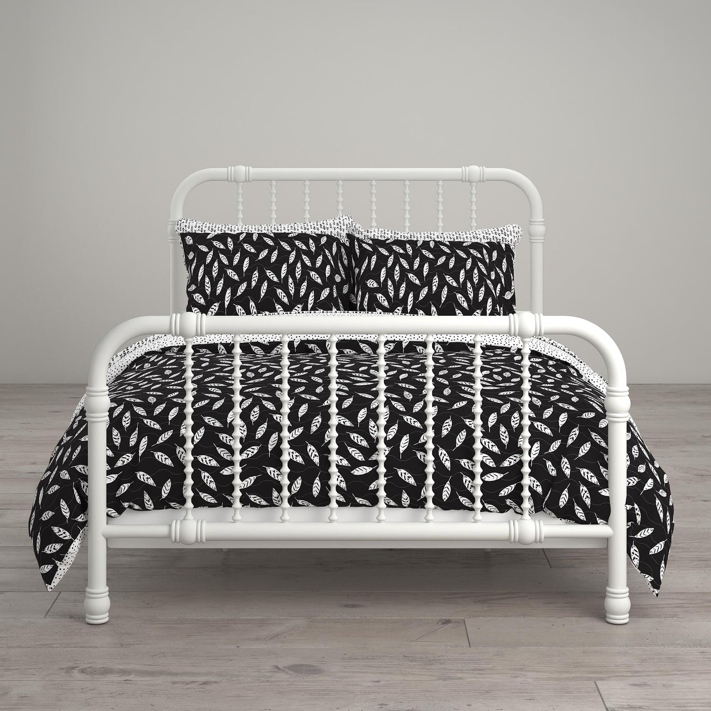 Jax Full 7-Piece Bedding Set with Wrinkle Resistant Lightweight Material - White/Black - Full