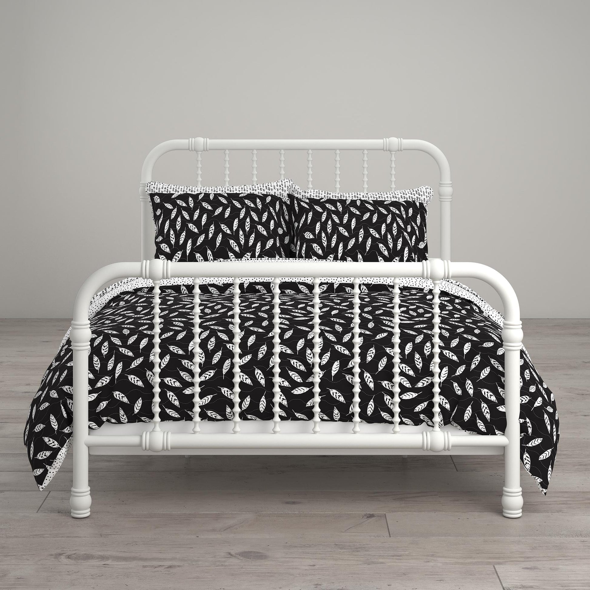 Jax Full 7-Piece Bedding Set with Wrinkle Resistant Lightweight Material - White/Black - Full