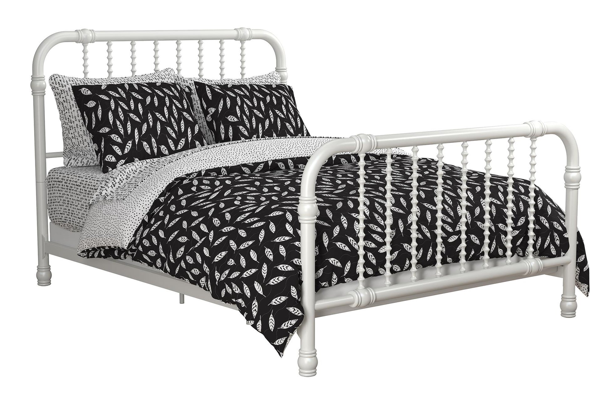 Jax Full 7-Piece Bedding Set with Wrinkle Resistant Lightweight Material - White/Black - Full