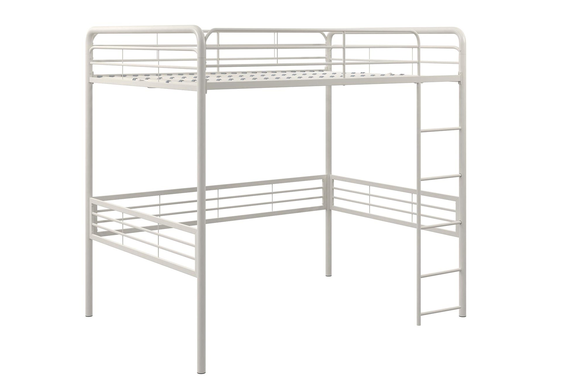 Tommy Full Metal Loft Bed with 59 Inches of Under Bed Storage - White - Full