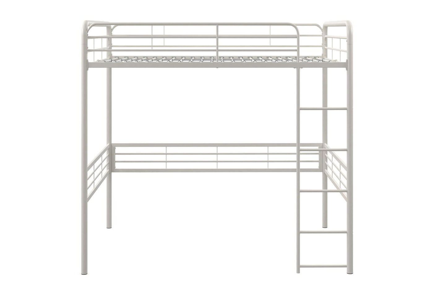Tommy Full Metal Loft Bed with 59 Inches of Under Bed Storage - White - Full
